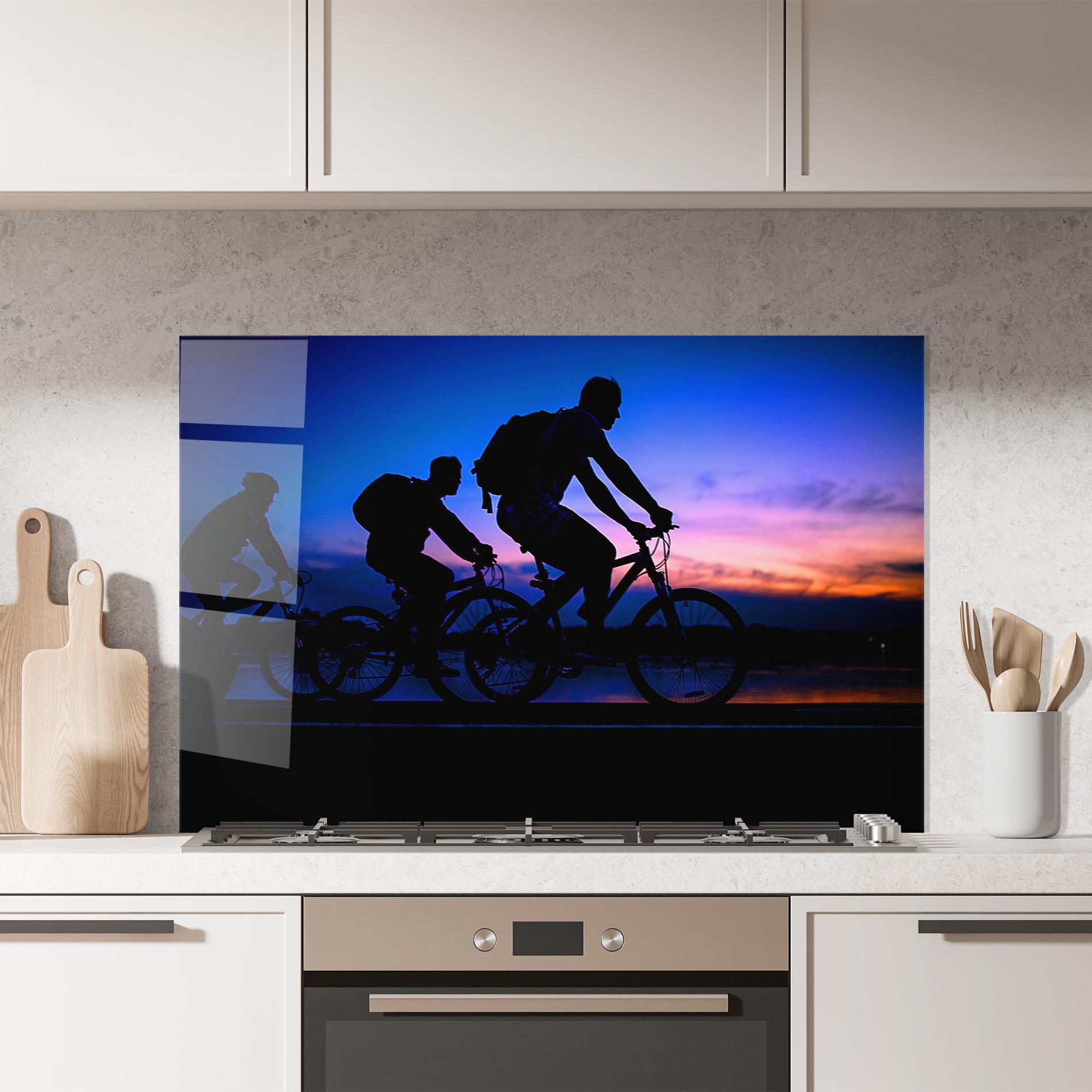 Panou Sticla Bucatarie Dark Blue Sky Shilouette mockup 7