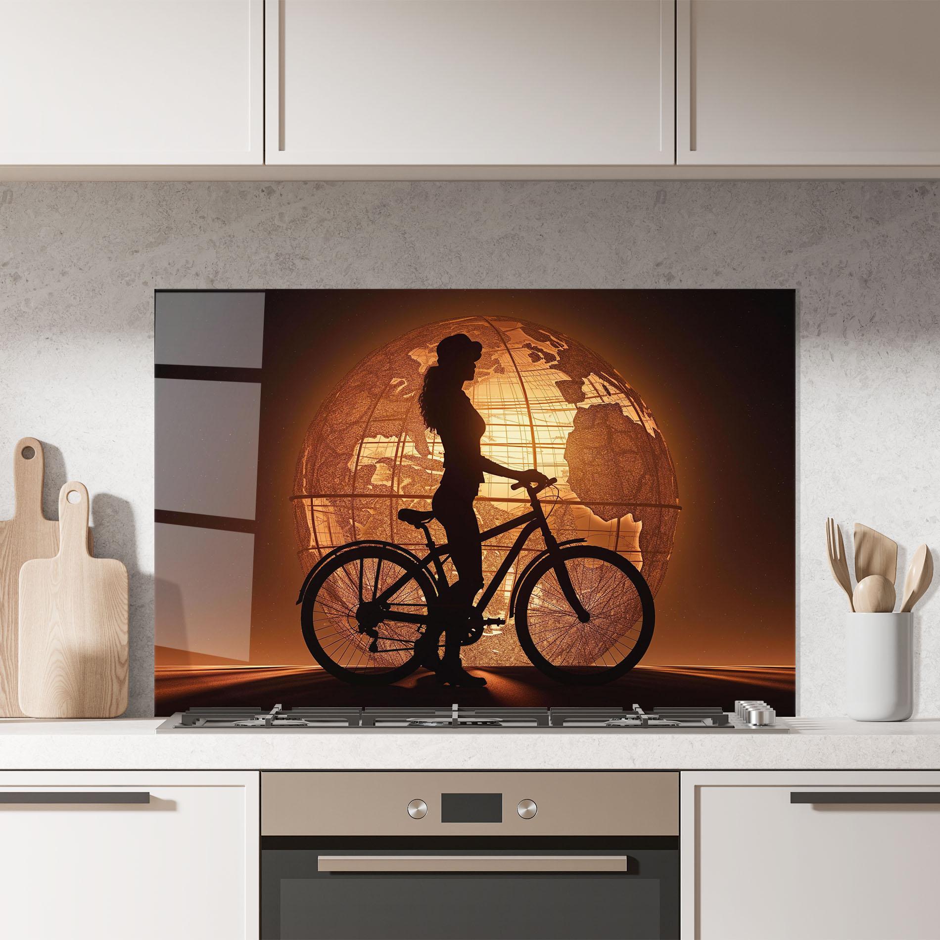 Panou Sticla Bucatarie Globe Bike Shilouette mockup 7