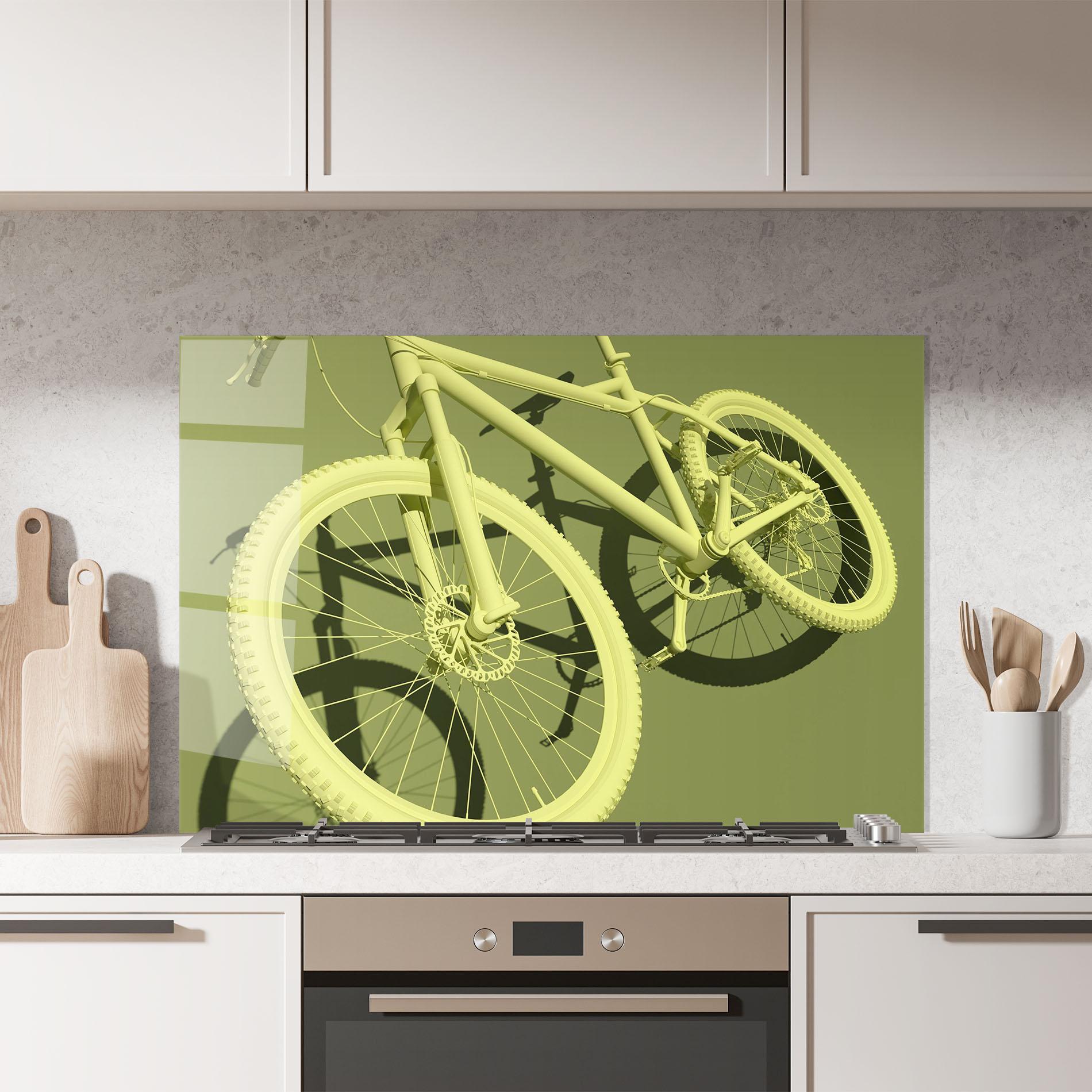 Panou Sticla Bucatarie Green 3d Bike mockup 7