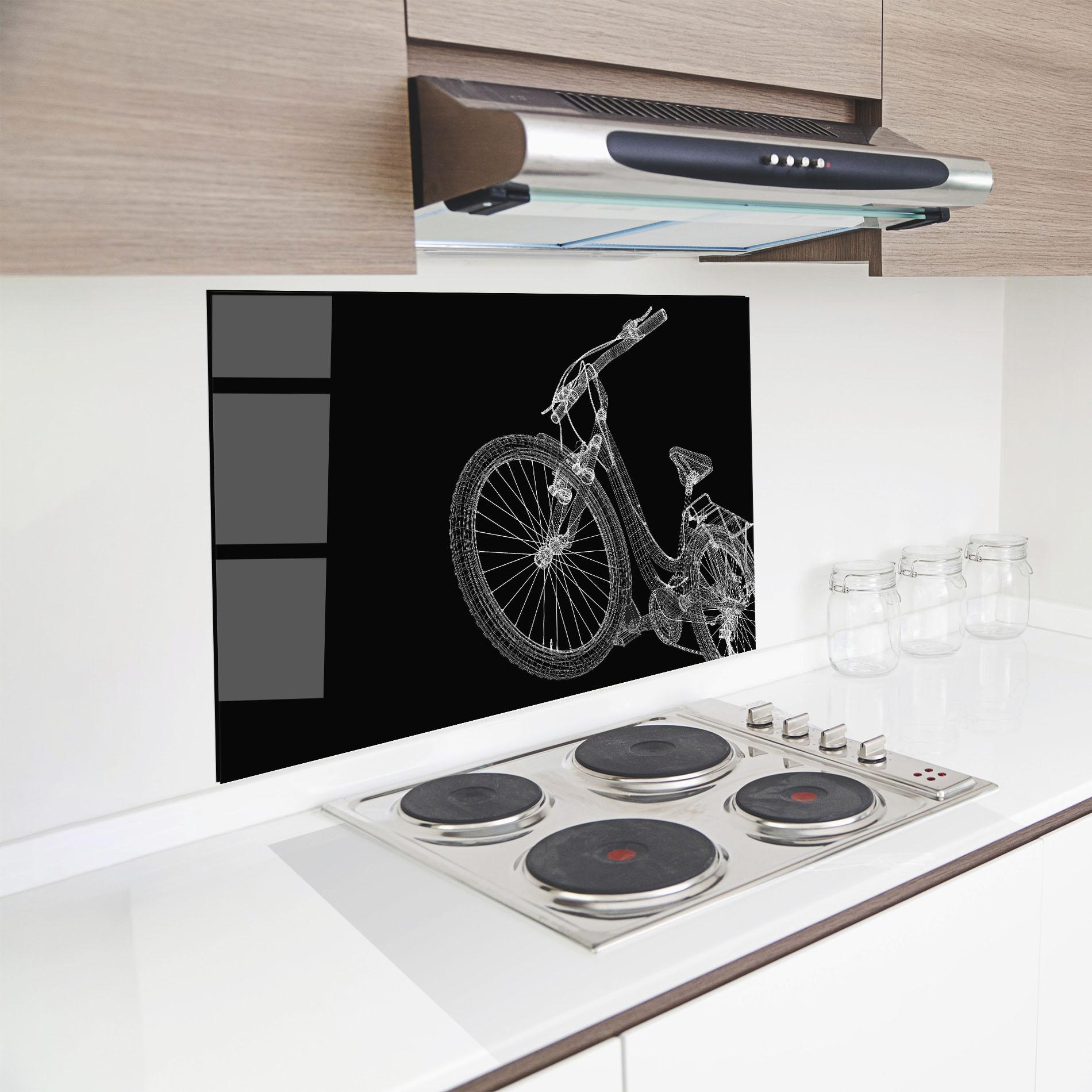 Panou Sticla Bucatarie 3d Bike Model On Black mockup 8