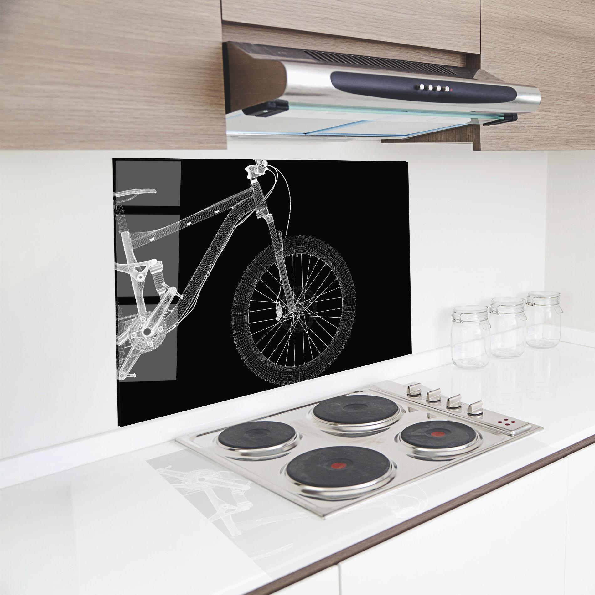 Panou Sticla Bucatarie 3d White Model Bike mockup 8