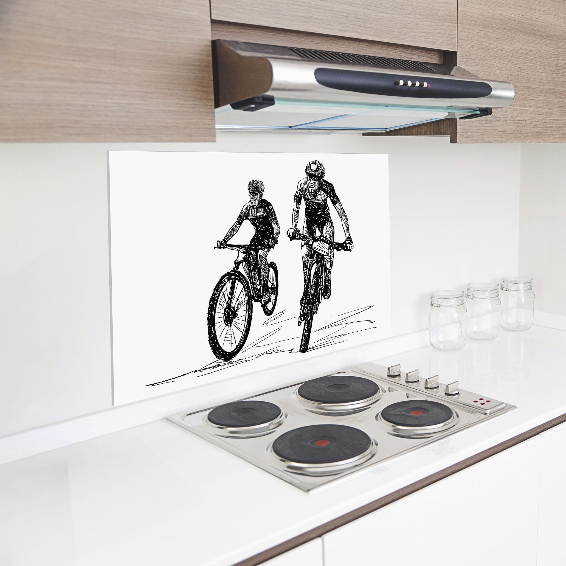 Panou Sticla Bucatarie Bike Couple Line mockup 8