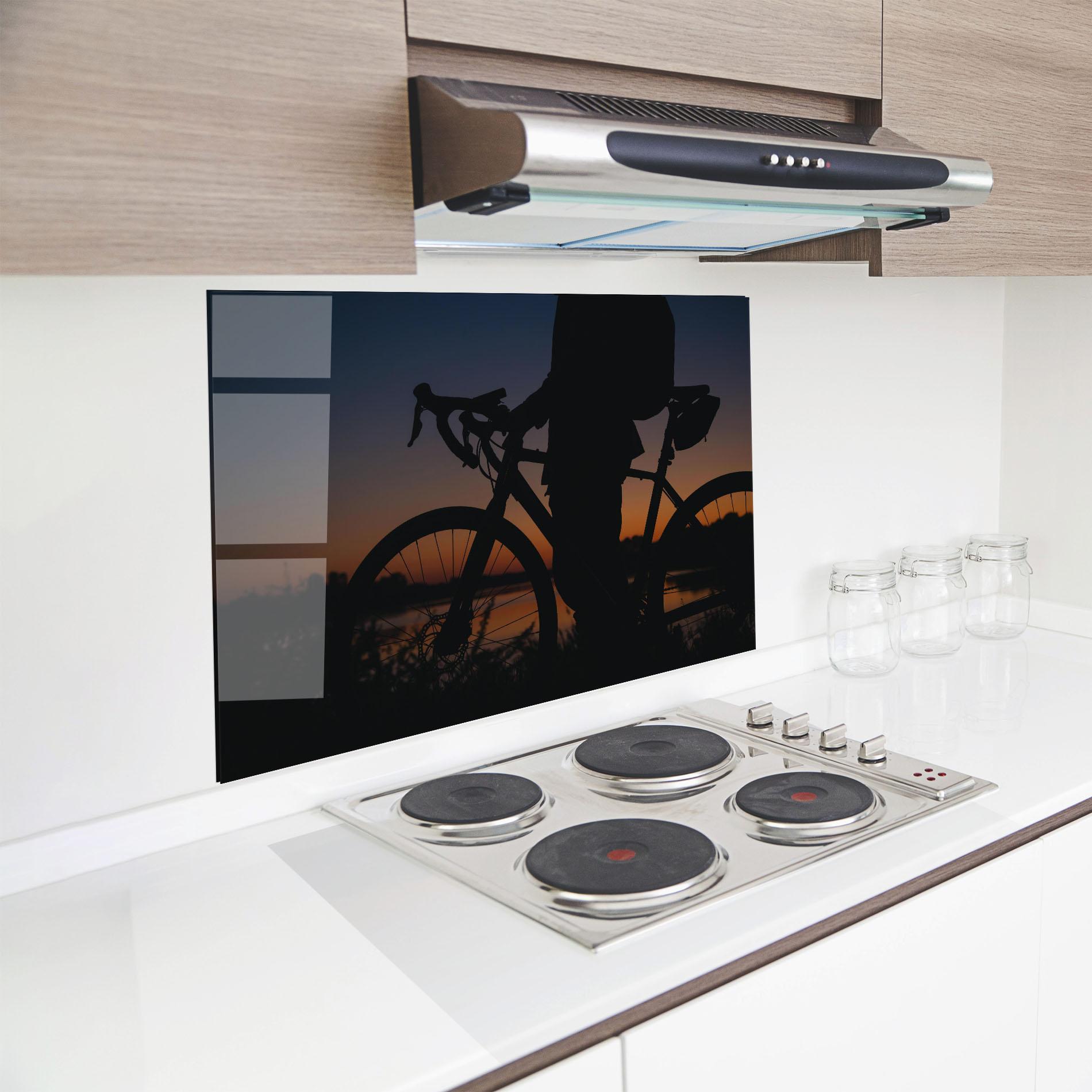 Panou Sticla Bucatarie Bike Near Lake mockup 8