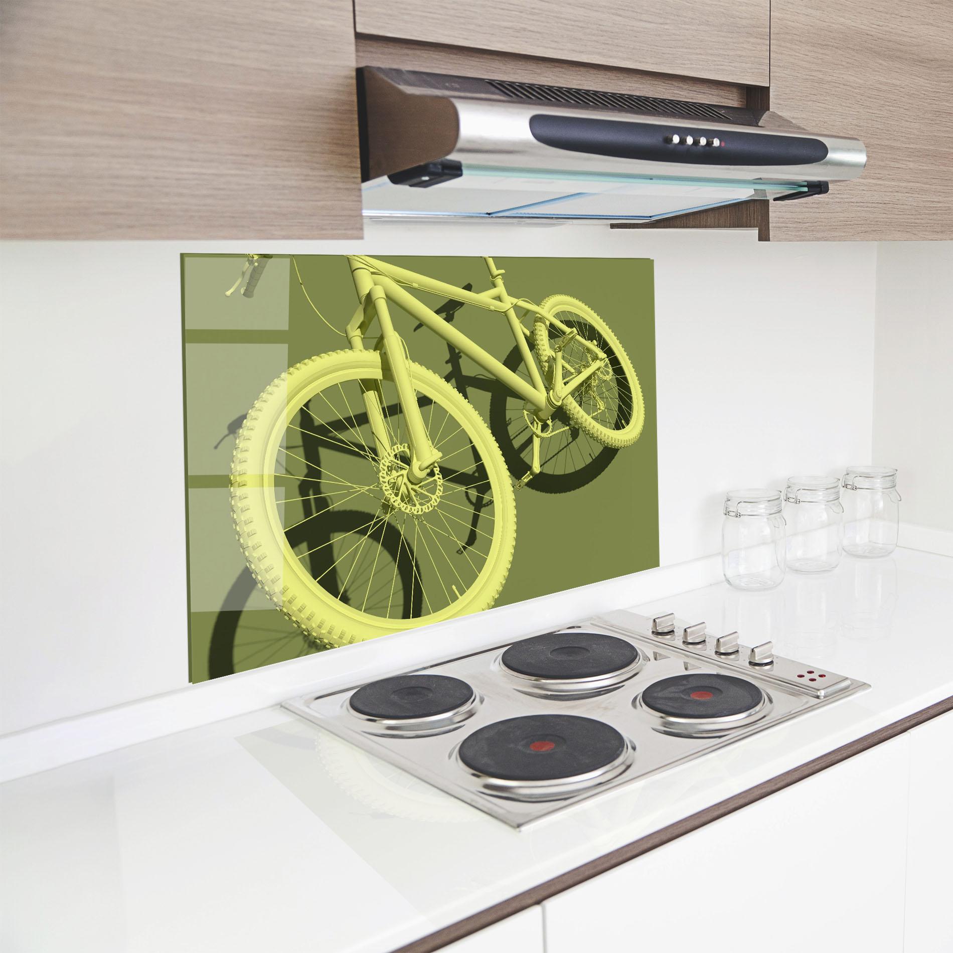 Panou Sticla Bucatarie Green 3d Bike mockup 8