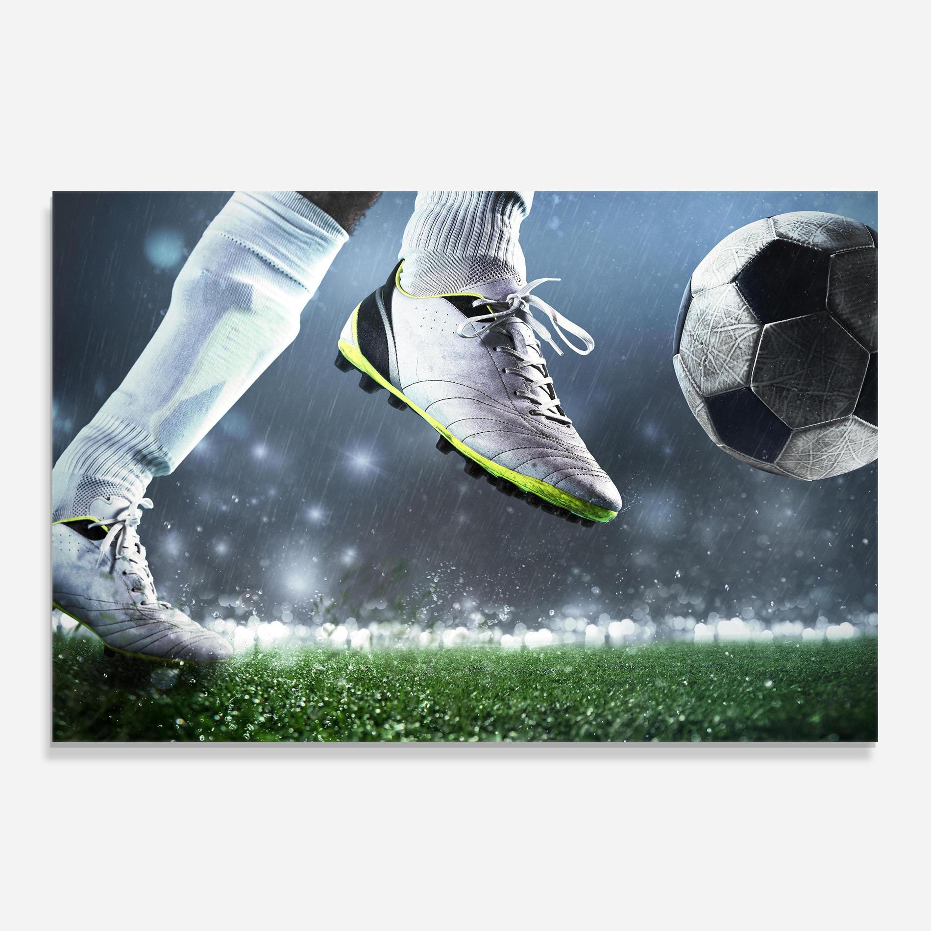 Panou Sticla Bucatarie Close Up Football Scene mockup 0