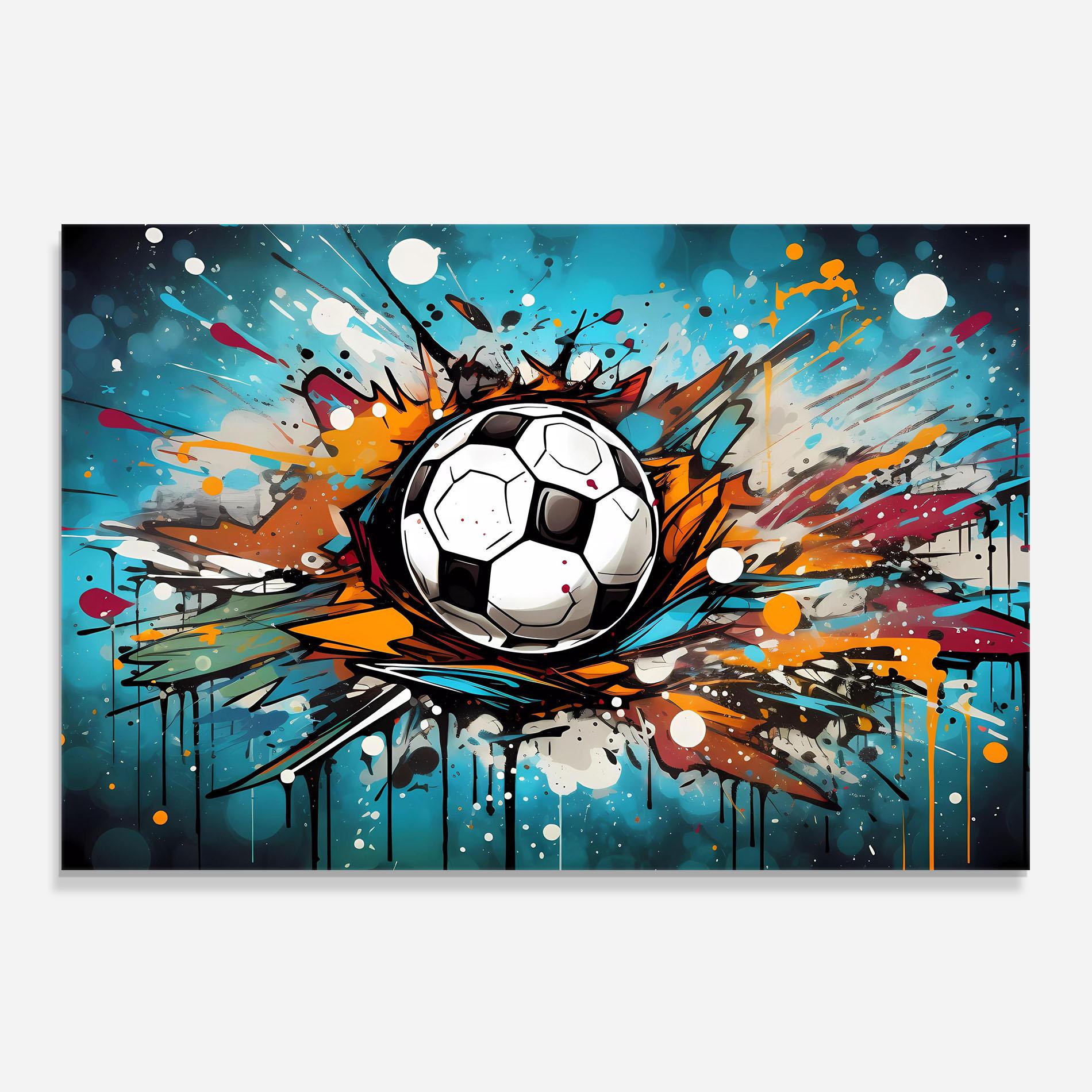 Panou Sticla Bucatarie Football Graffiti Style mockup 0