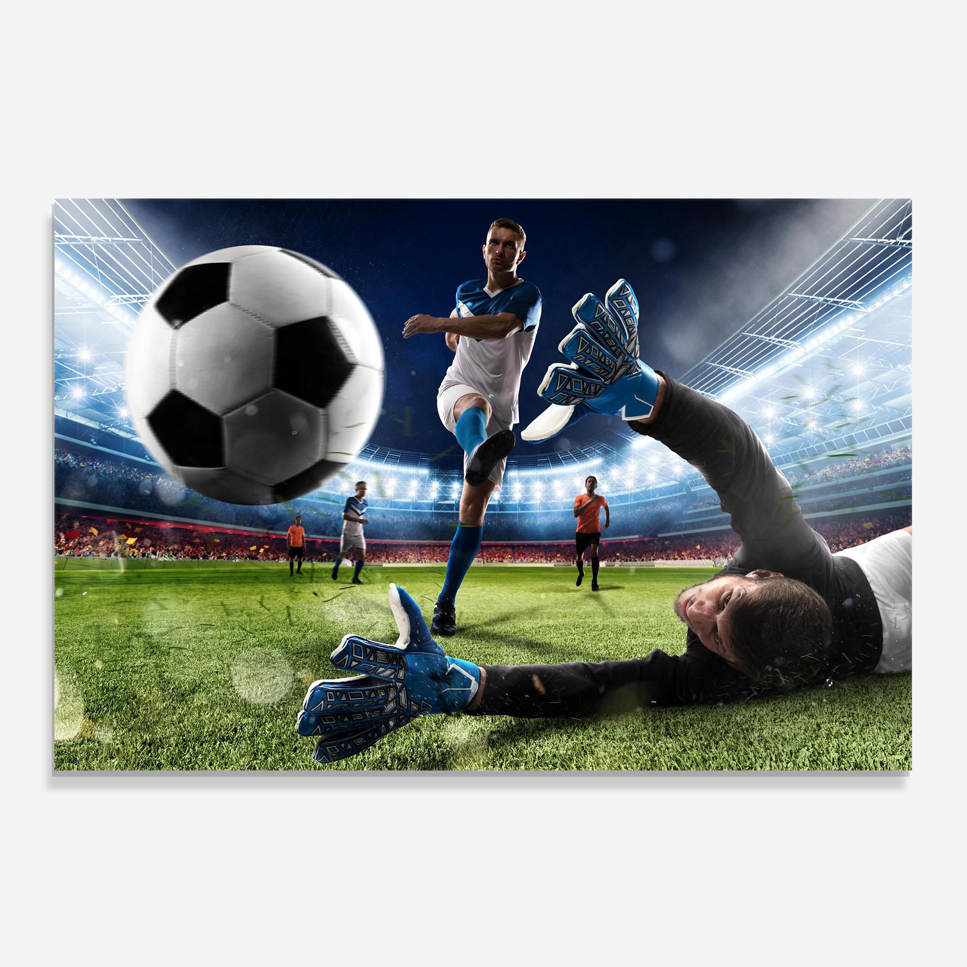 Panou Sticla Bucatarie Goalkeeper Kicks Ball mockup 0