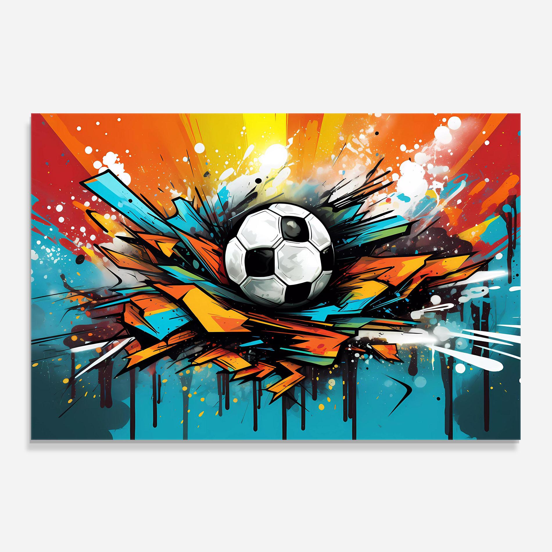 Panou Sticla Bucatarie Graffiti Style Football mockup 0