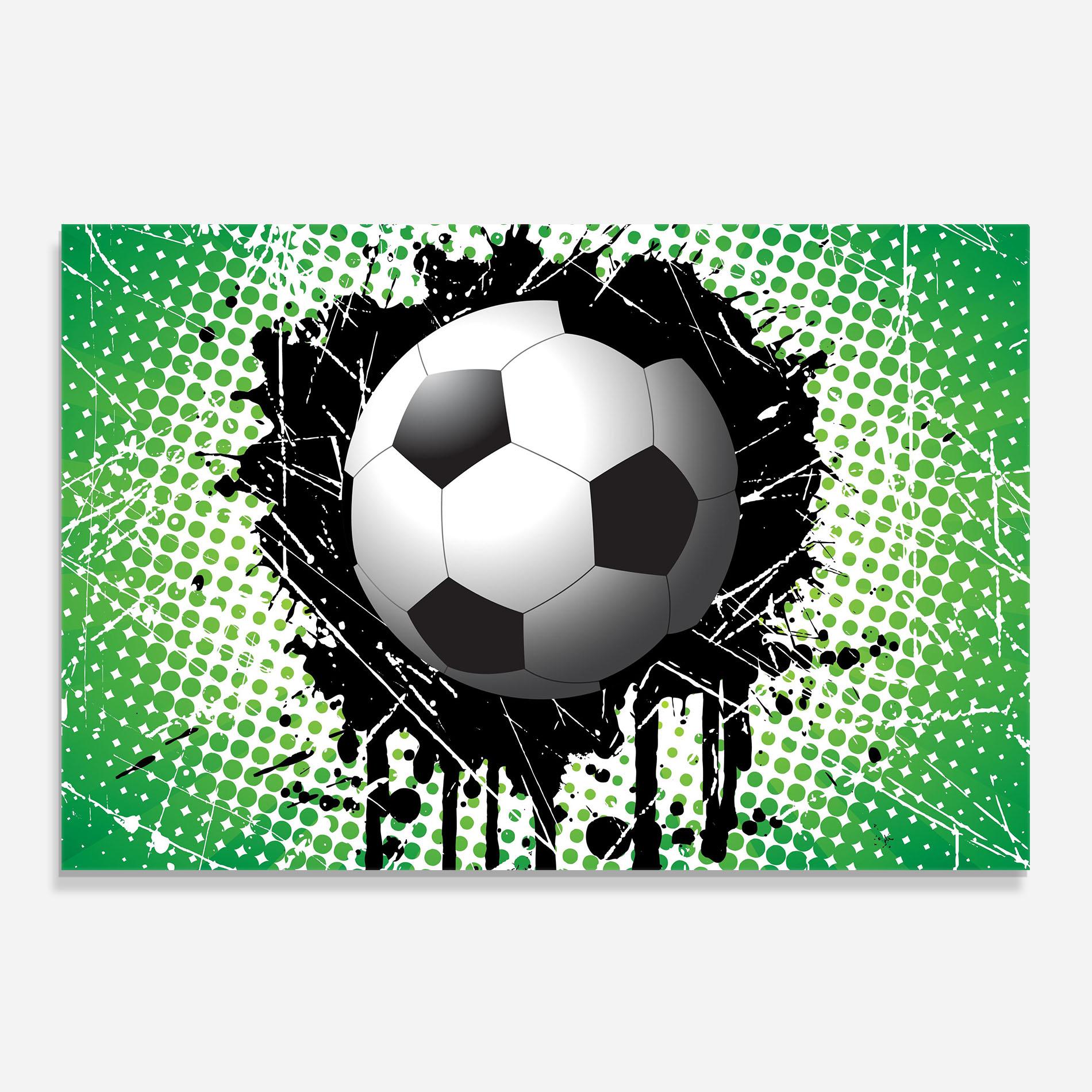 Panou Sticla Bucatarie Green Black Football mockup 0