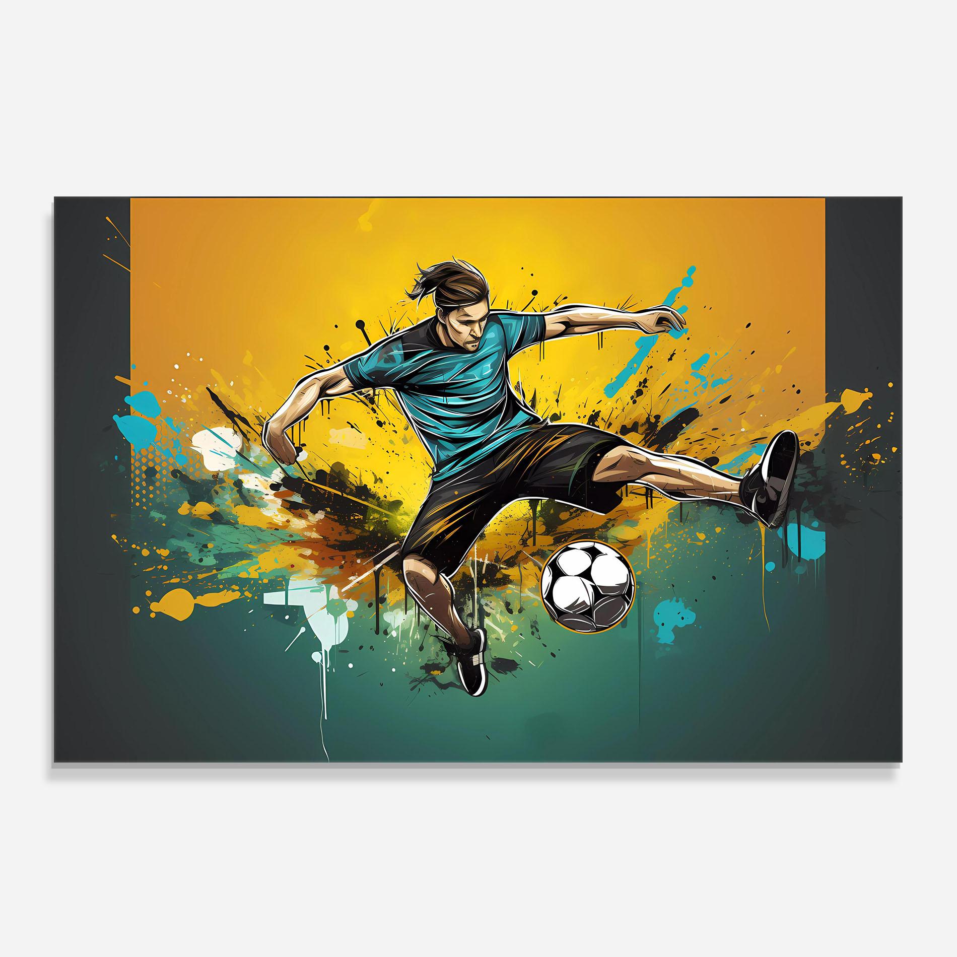 Panou Sticla Bucatarie Player Kicks Ball mockup 0