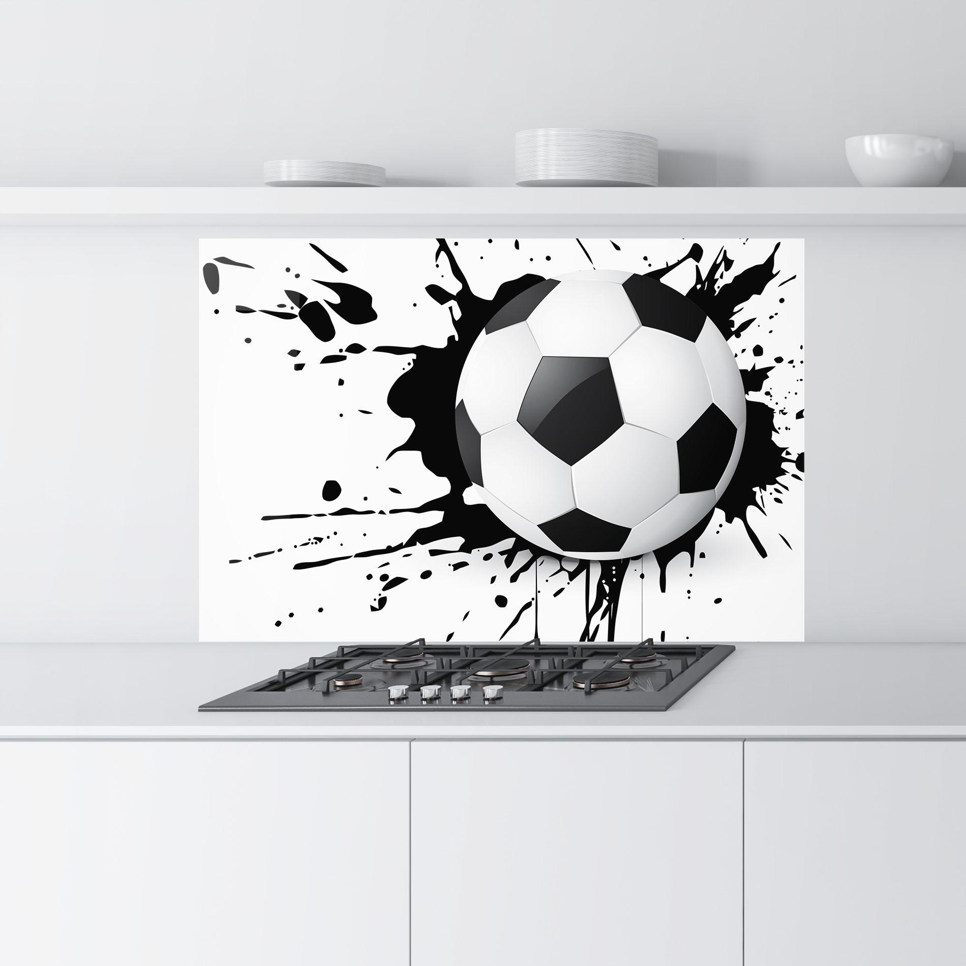 Panou Sticla Bucatarie Black Paint Football mockup 9