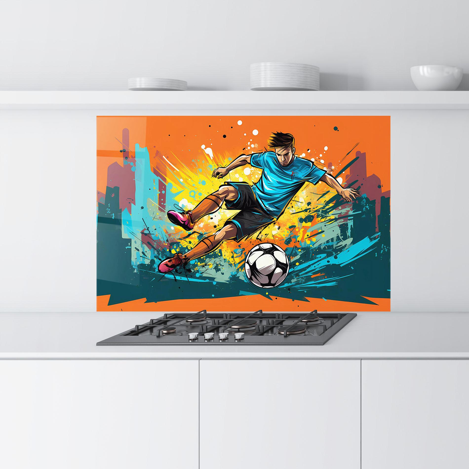 Panou Sticla Bucatarie Blue Tshirt Football mockup 9