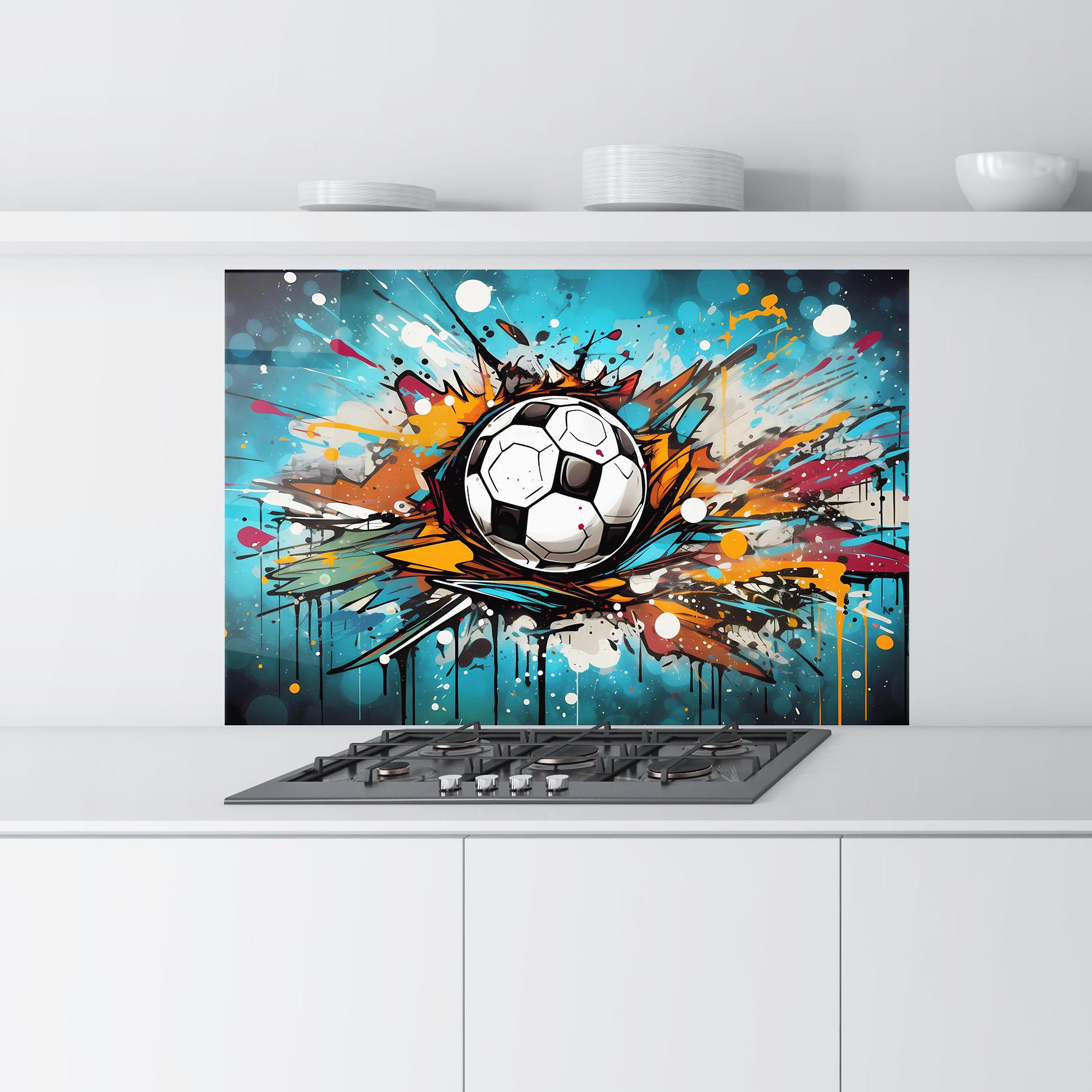 Panou Sticla Bucatarie Football Graffiti Style mockup 9