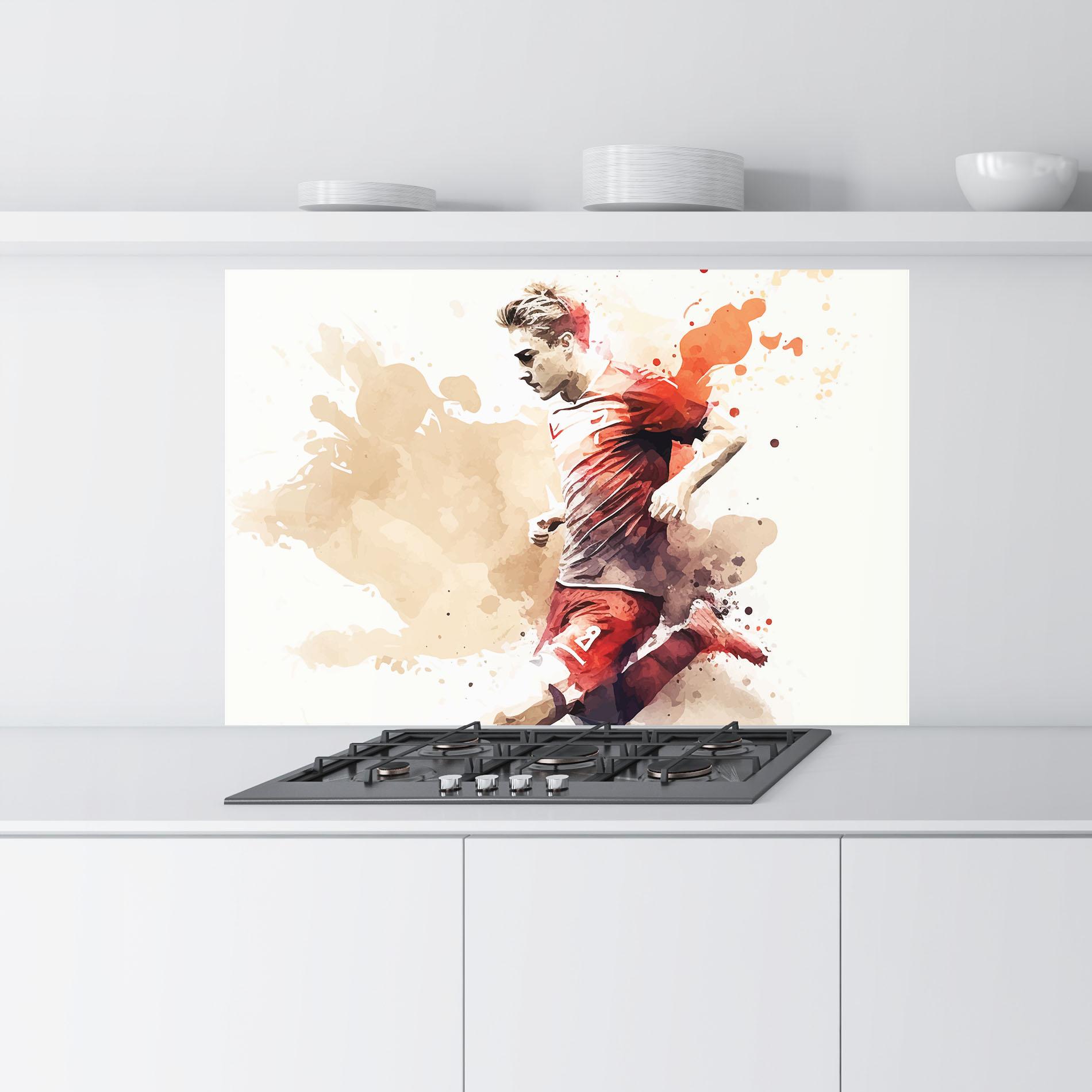 Panou Sticla Bucatarie Football Red Cream mockup 9