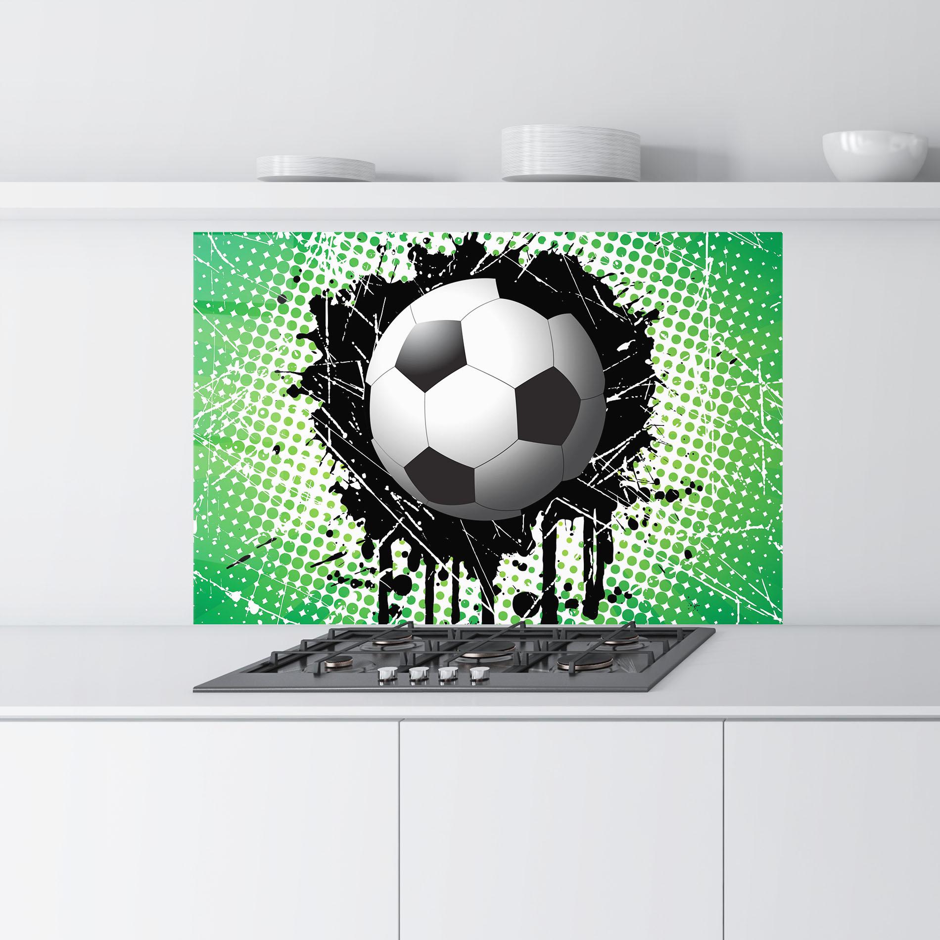 Panou Sticla Bucatarie Green Black Football mockup 9