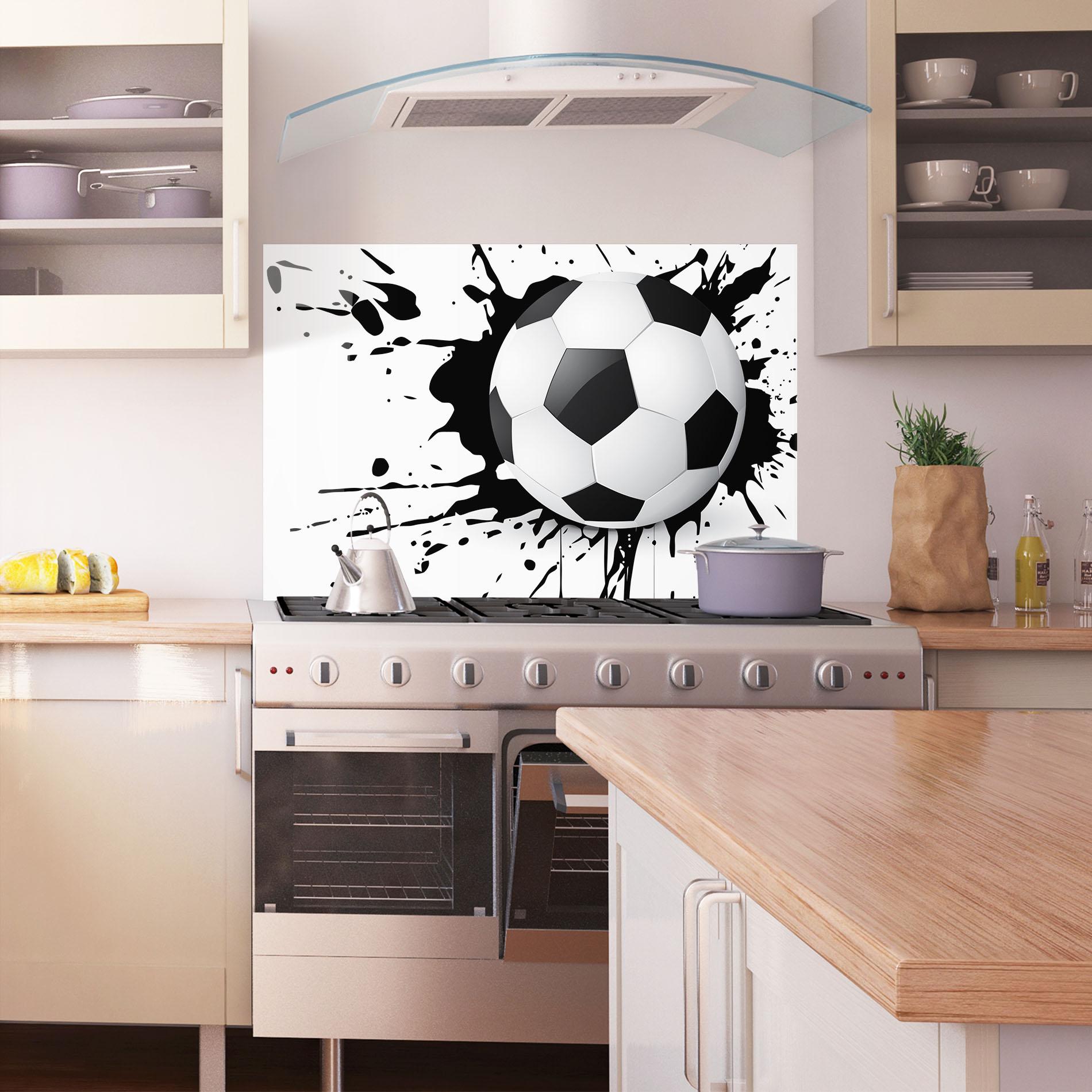 Panou Sticla Bucatarie Black Paint Football mockup 1