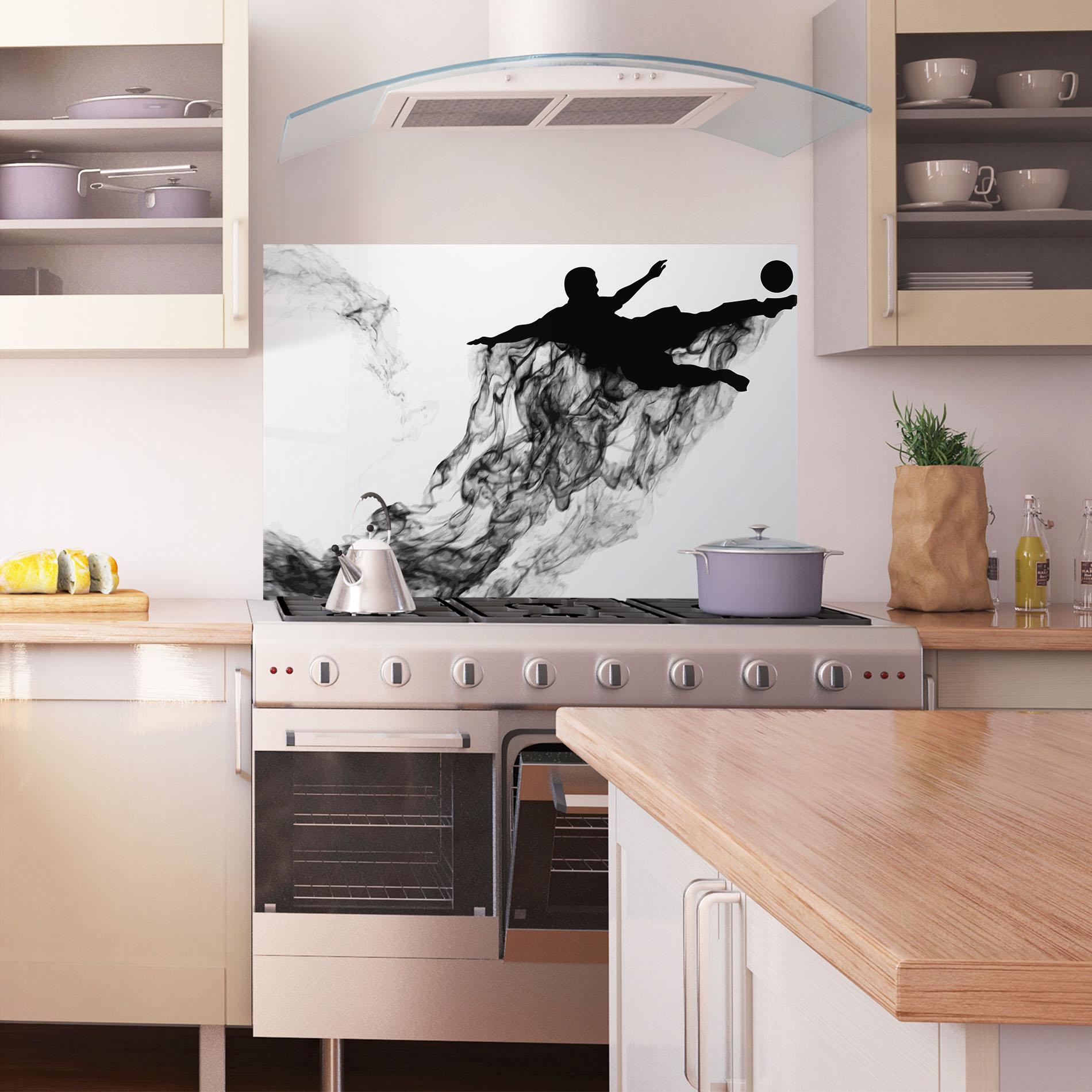 Panou Sticla Bucatarie Black Smoke Football mockup 1