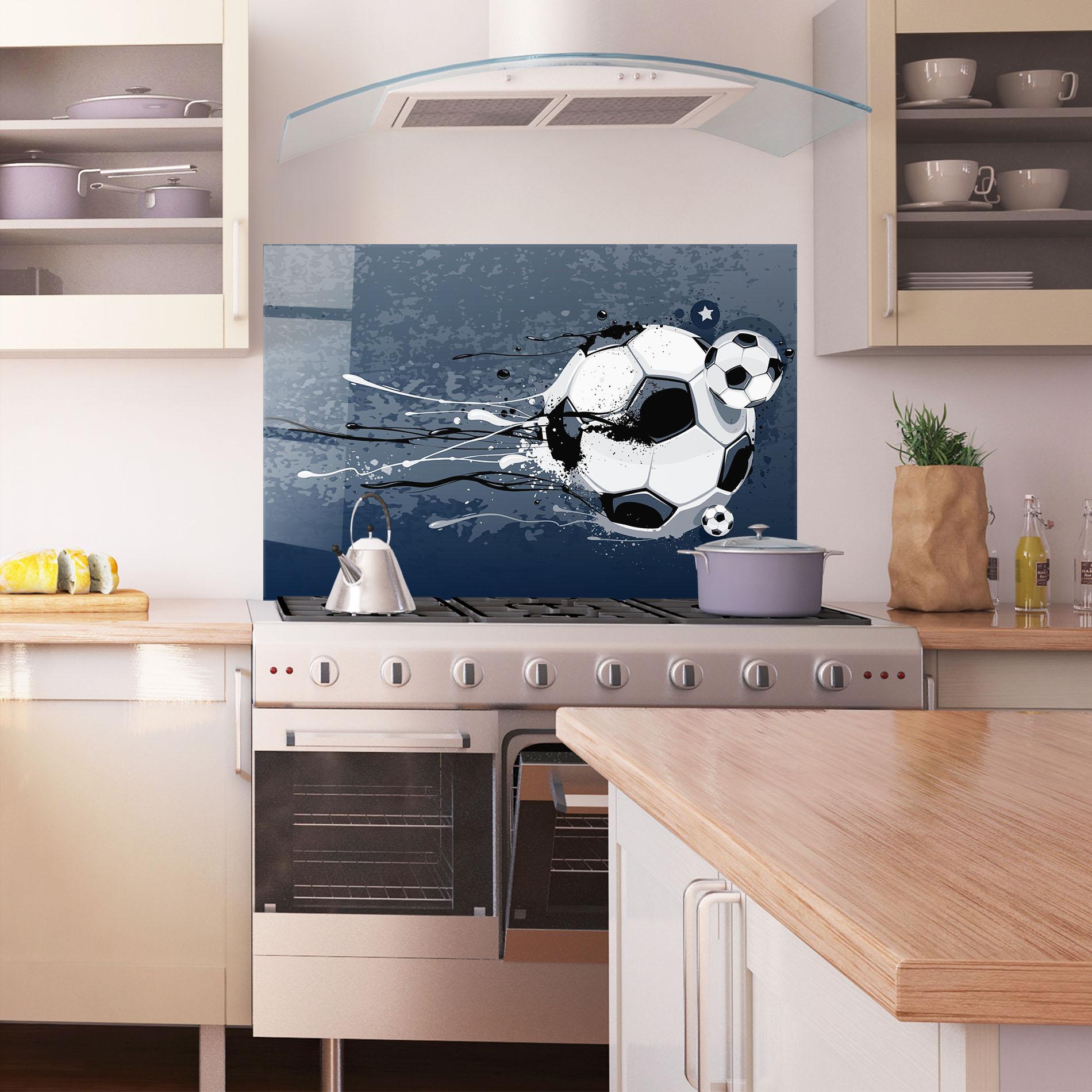 Panou Sticla Bucatarie Blue Football mockup 1