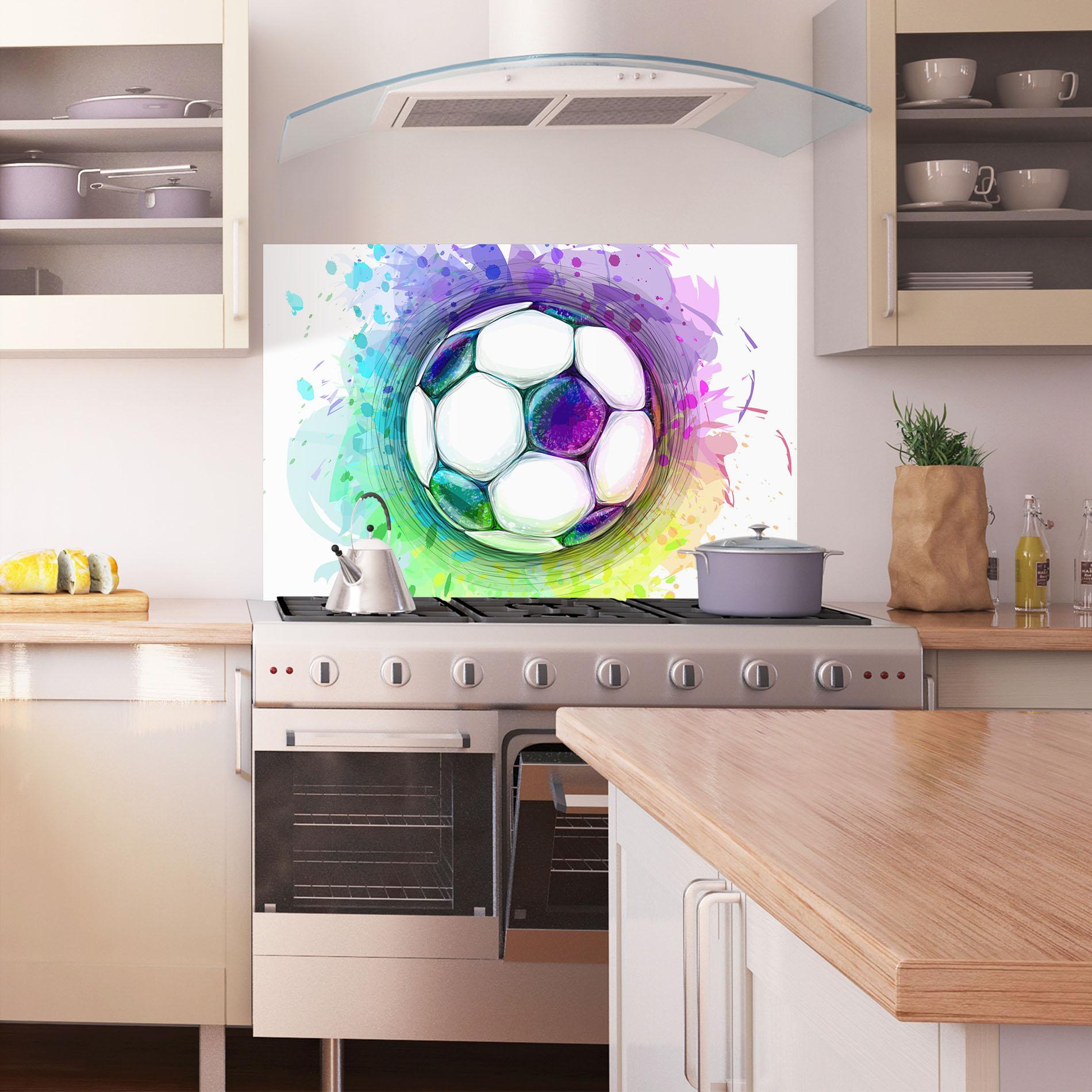 Panou Sticla Bucatarie Colorful Football mockup 1