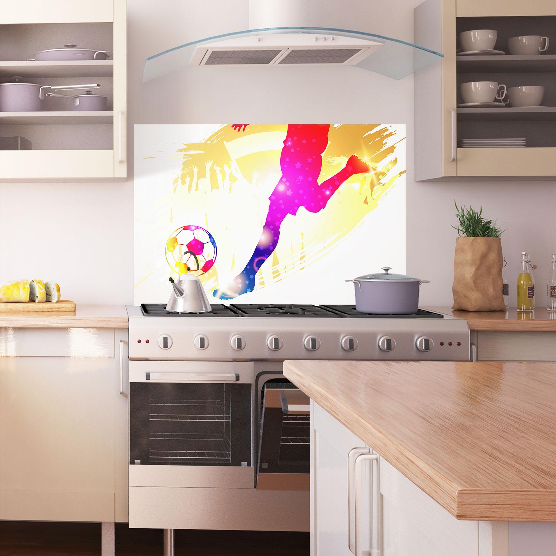 Panou Sticla Bucatarie Football Gold Art mockup 1