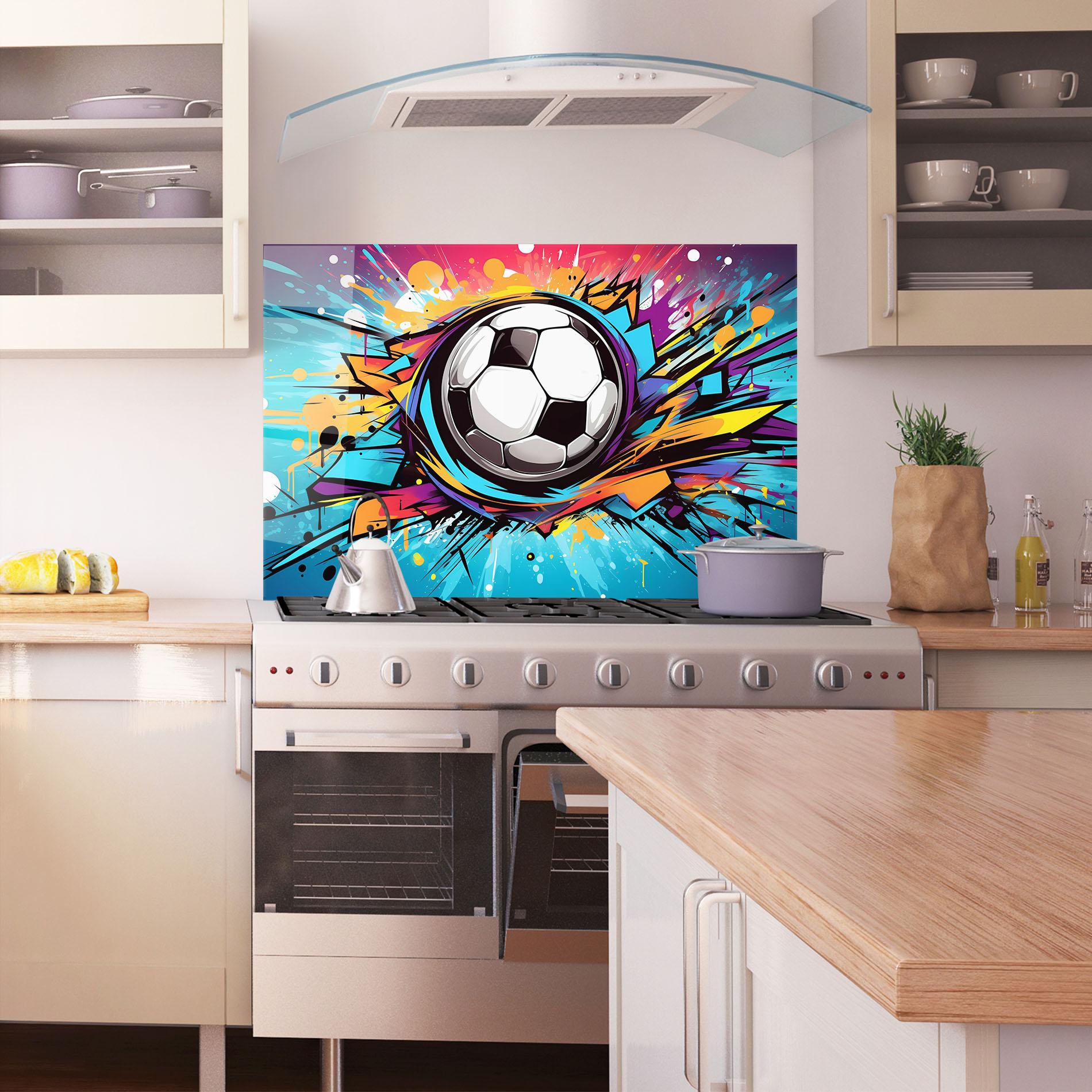 Panou Sticla Bucatarie Graffiti Football Flight mockup 1