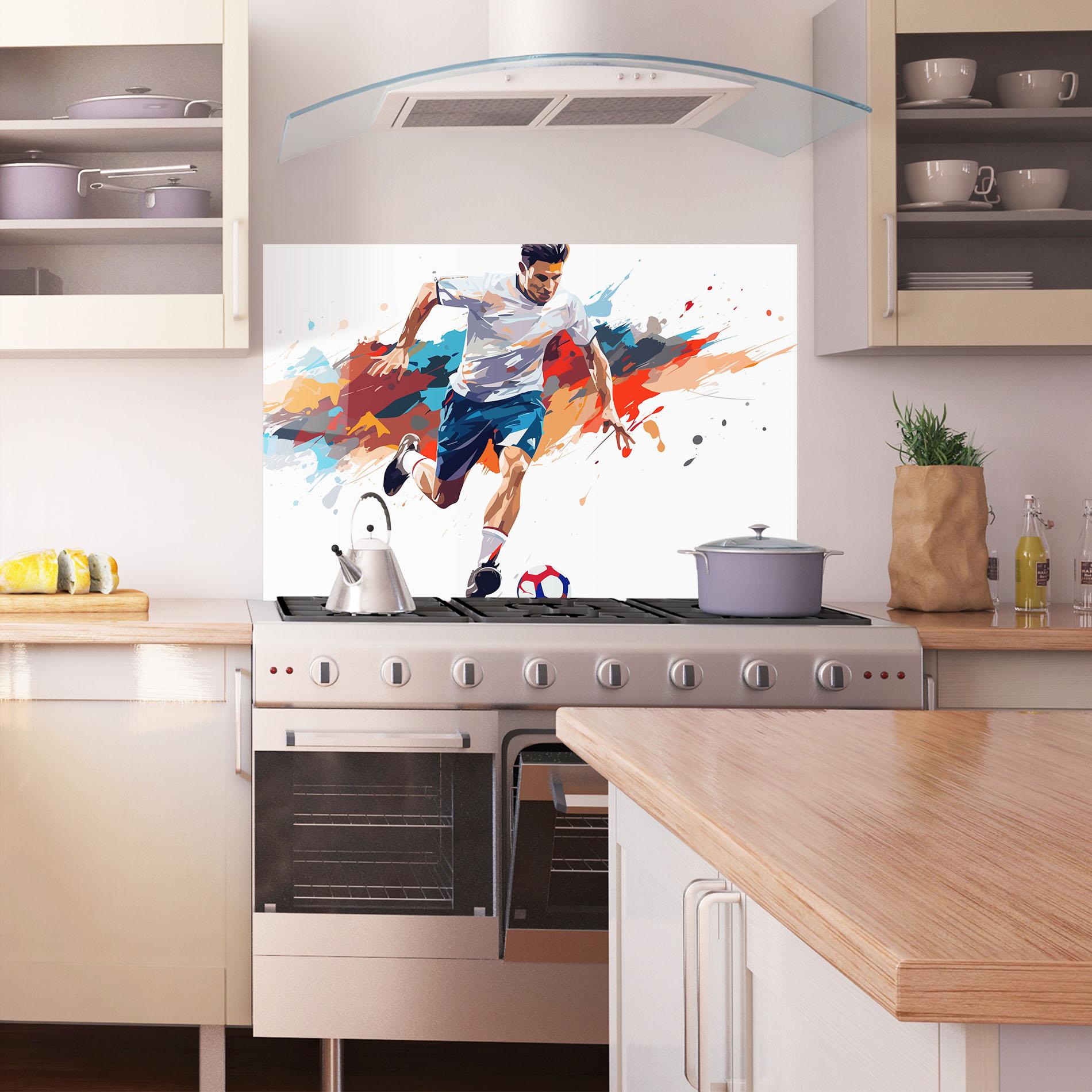 Panou Sticla Bucatarie Grey Blue Football mockup 1