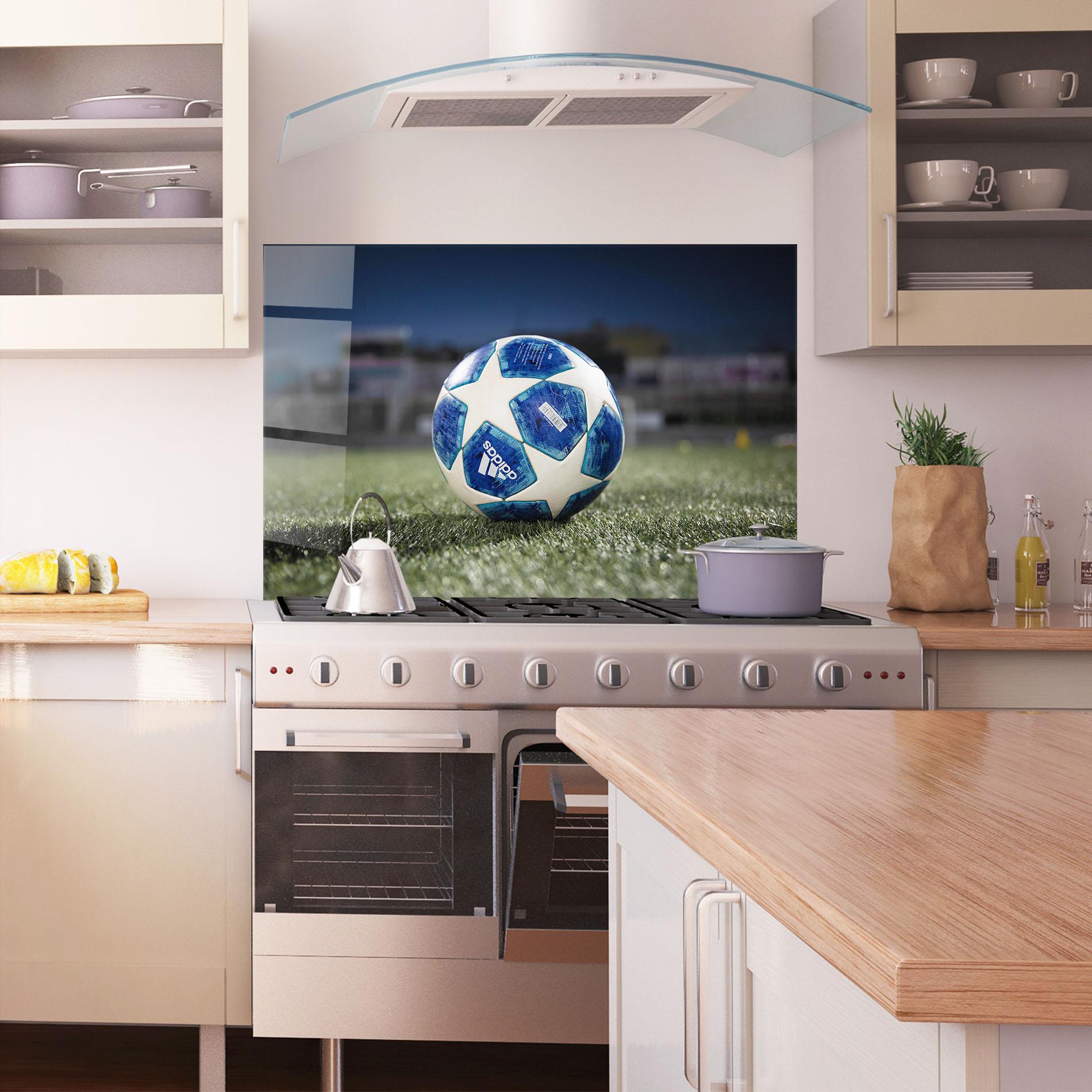 Panou Sticla Bucatarie White Stars Football mockup 1