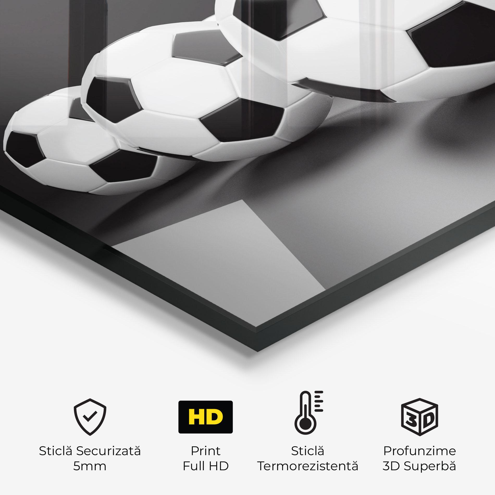 Panou Sticla Bucatarie Black White Football mockup 2