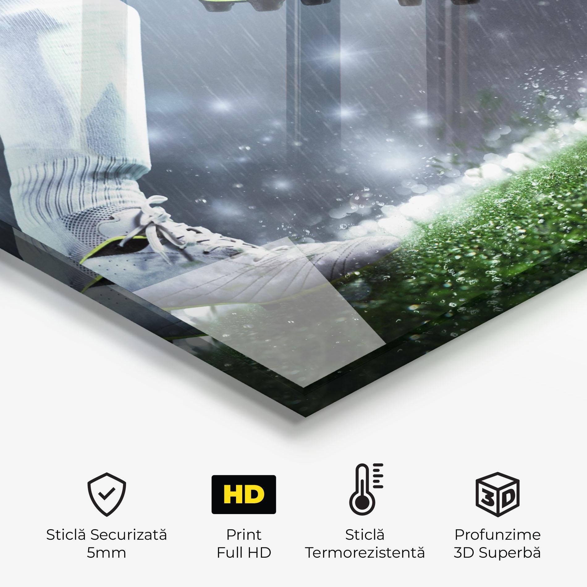 Panou Sticla Bucatarie Close Up Football Scene mockup 2