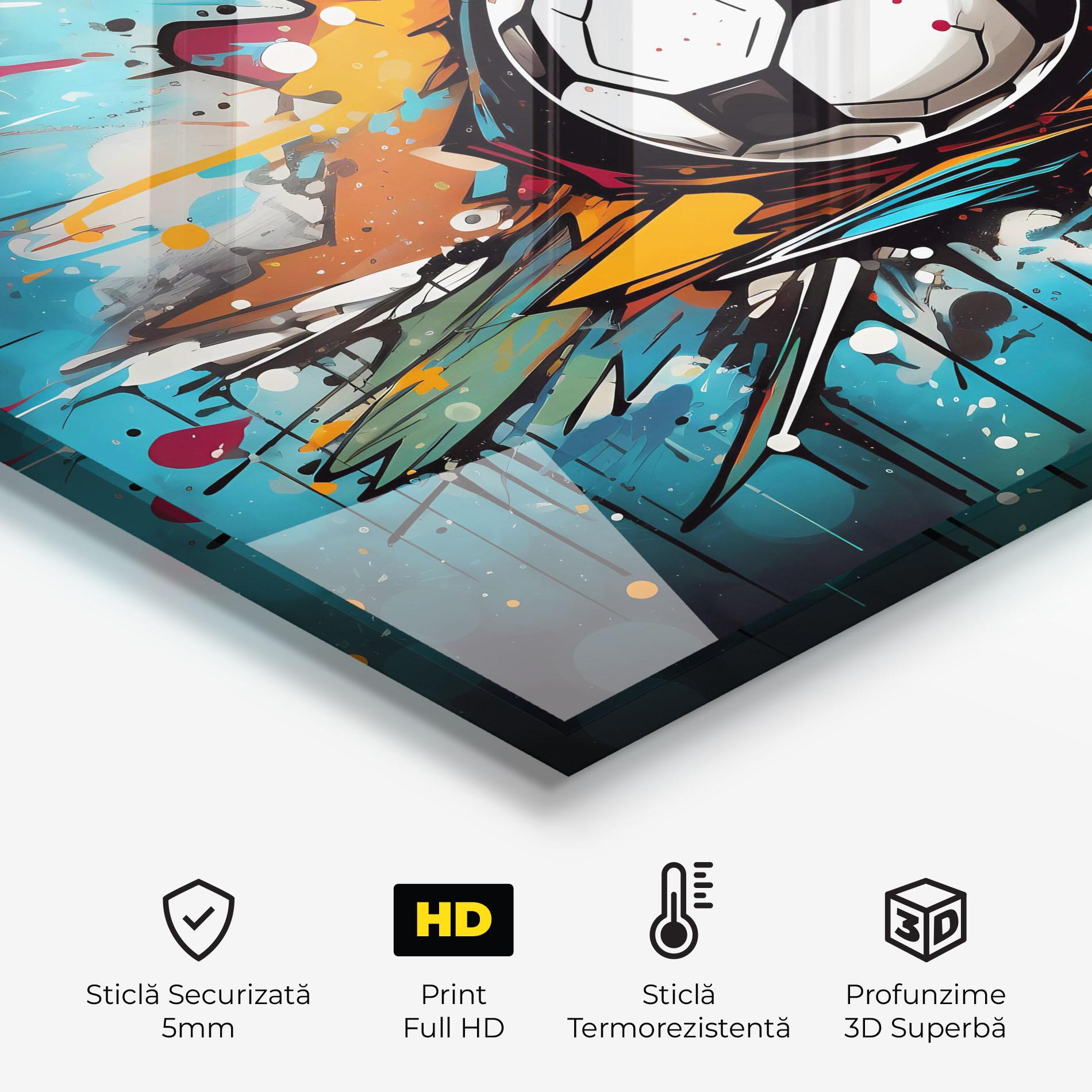 Panou Sticla Bucatarie Football Graffiti Style mockup 2