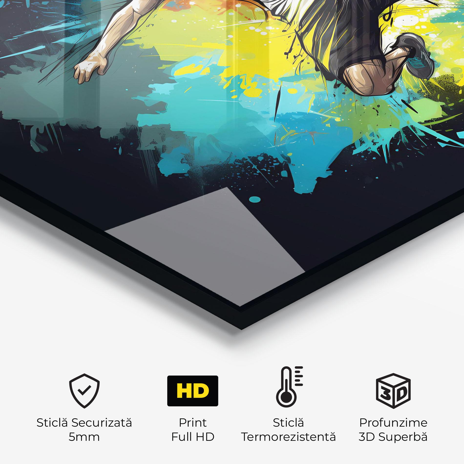 Panou Sticla Bucatarie Green Paint Football Player mockup 2