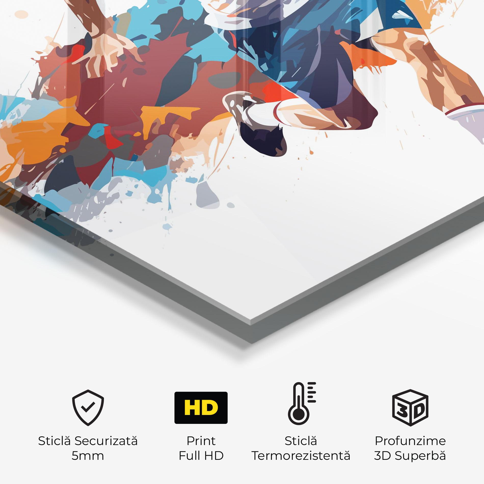 Panou Sticla Bucatarie Grey Blue Football mockup 2