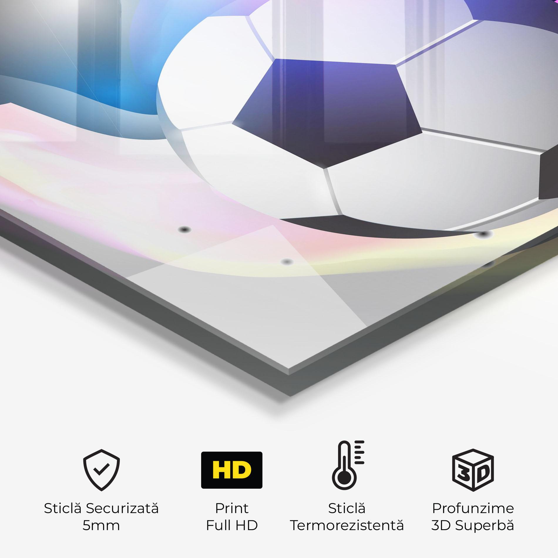 Panou Sticla Bucatarie Pink Blue Football Art mockup 2