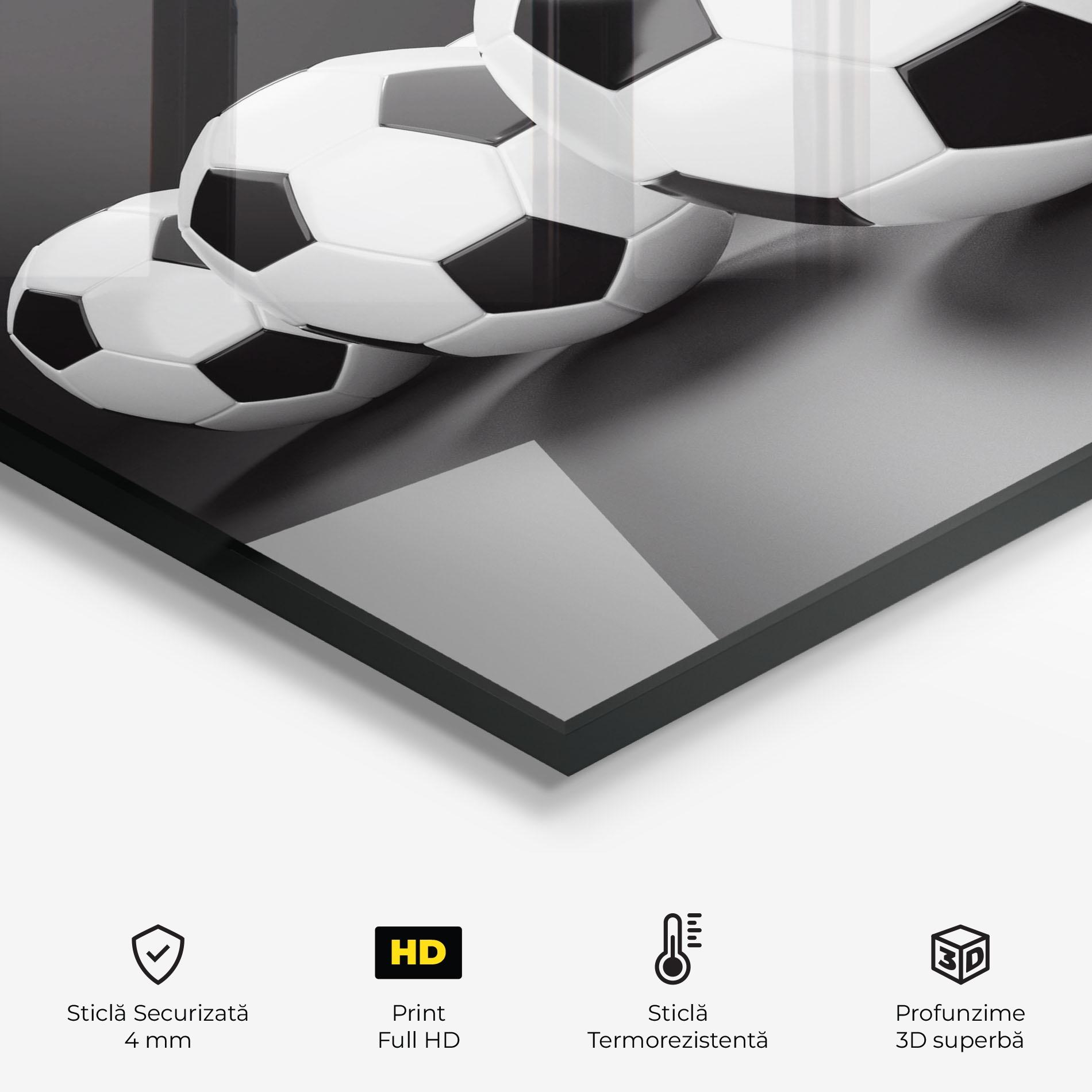 Panou Sticla Bucatarie Black White Football mockup 2
