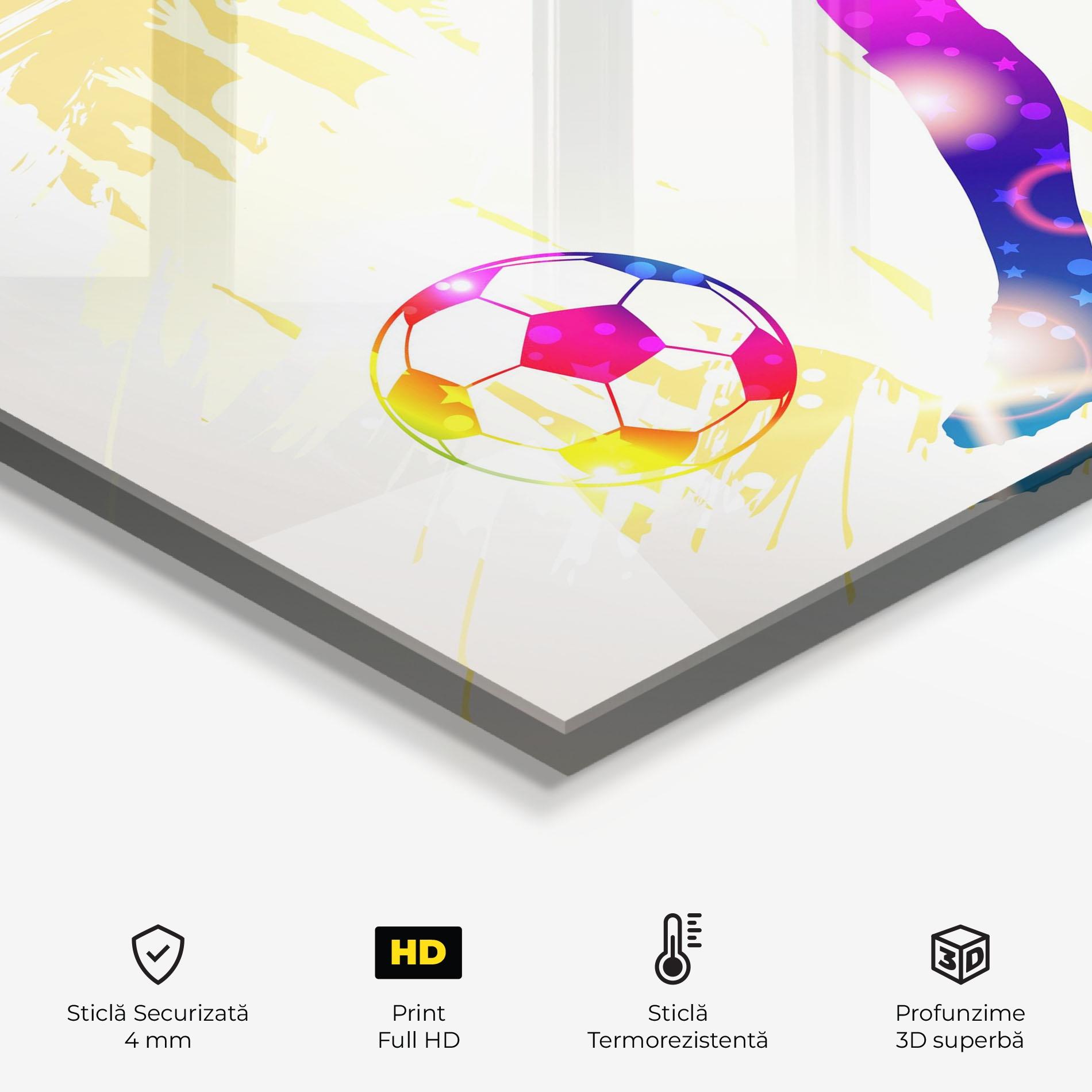 Panou Sticla Bucatarie Football Gold Art mockup 2