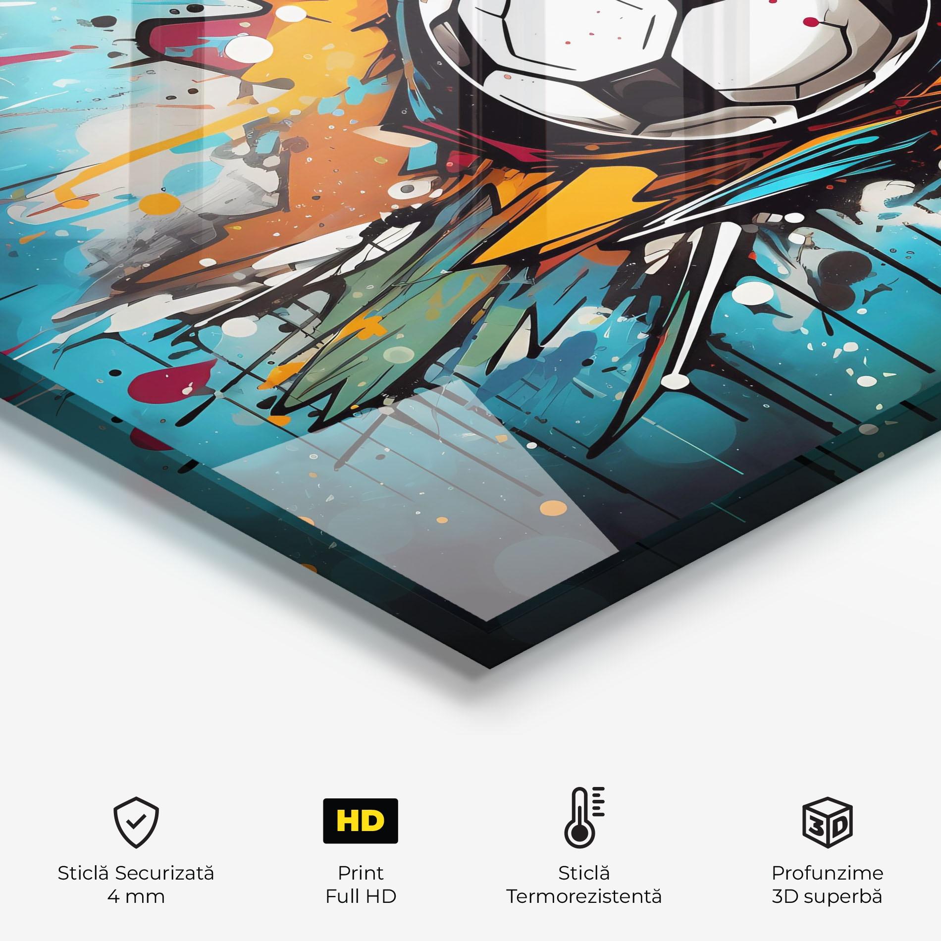 Panou Sticla Bucatarie Football Graffiti Style mockup 2