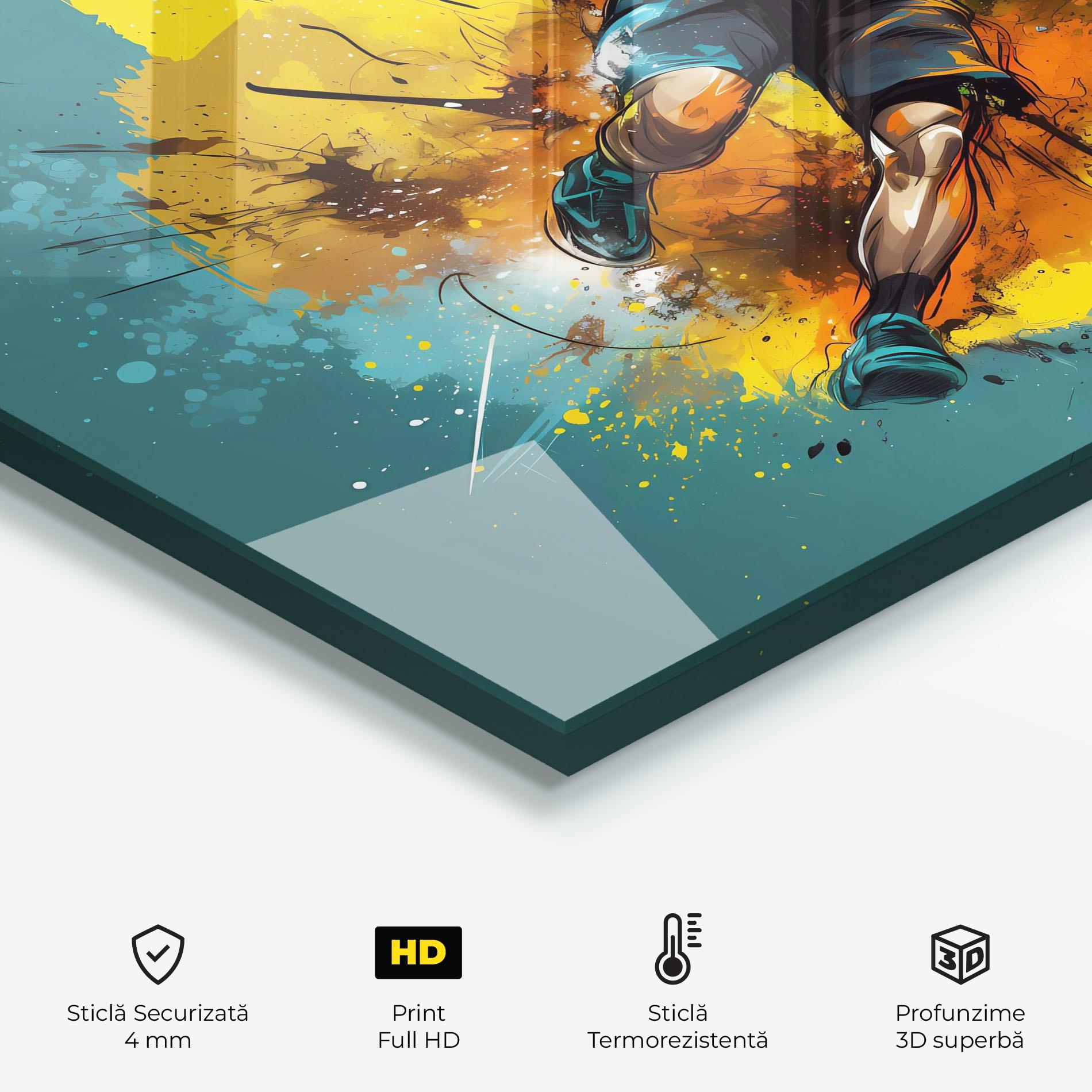 Panou Sticla Bucatarie Football Player Painting mockup 2