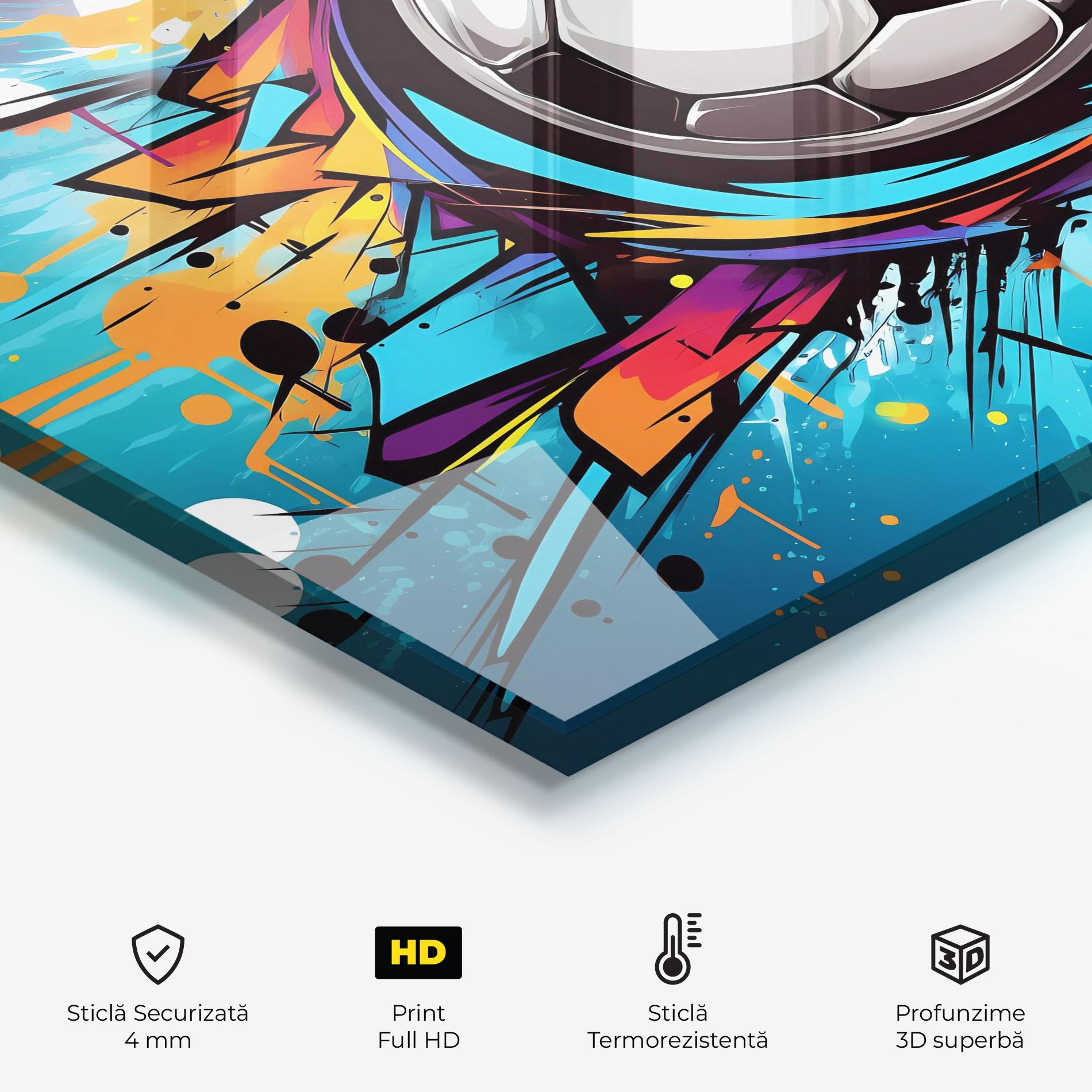 Panou Sticla Bucatarie Graffiti Football Flight mockup 2