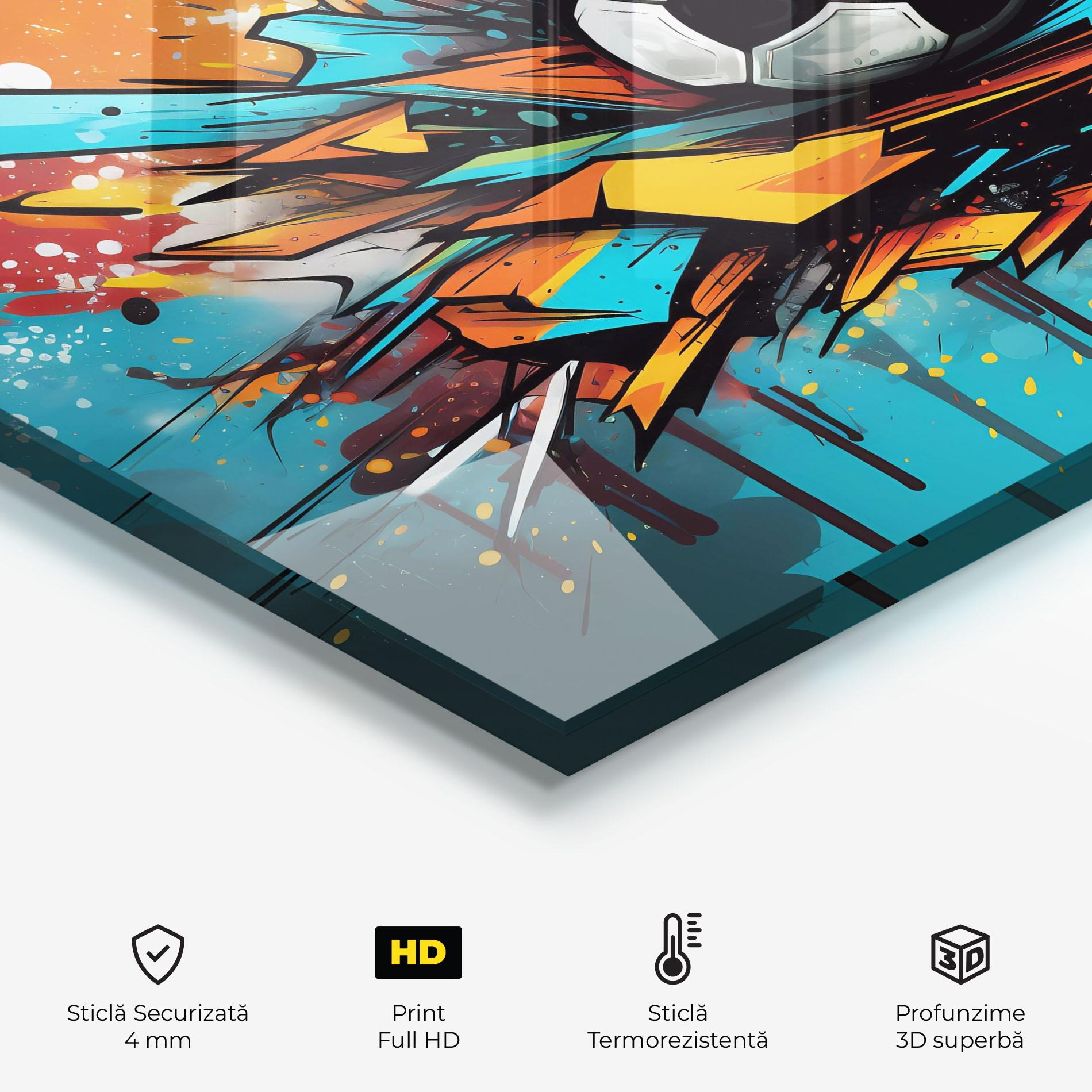 Panou Sticla Bucatarie Graffiti Style Football mockup 2