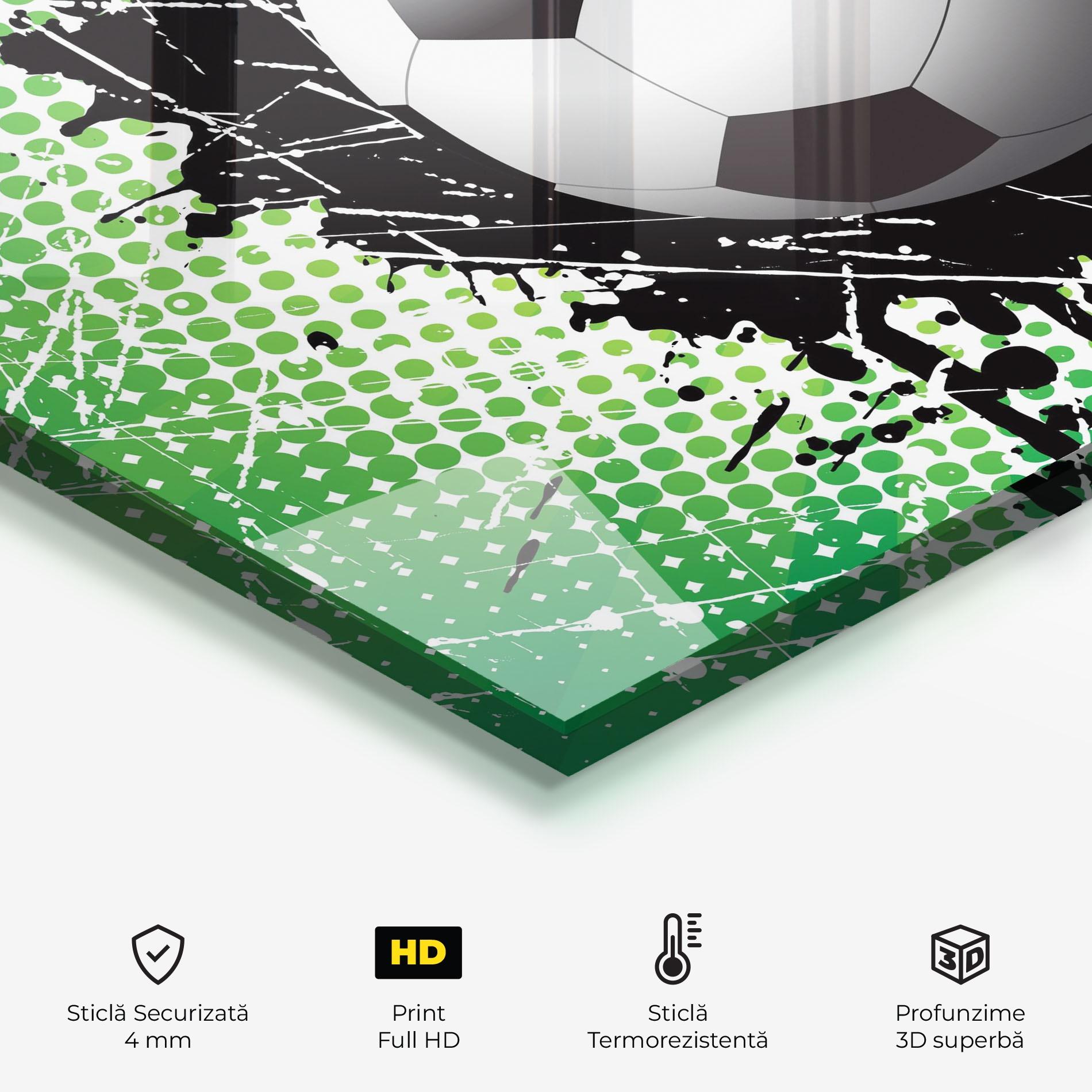 Panou Sticla Bucatarie Green Black Football mockup 2
