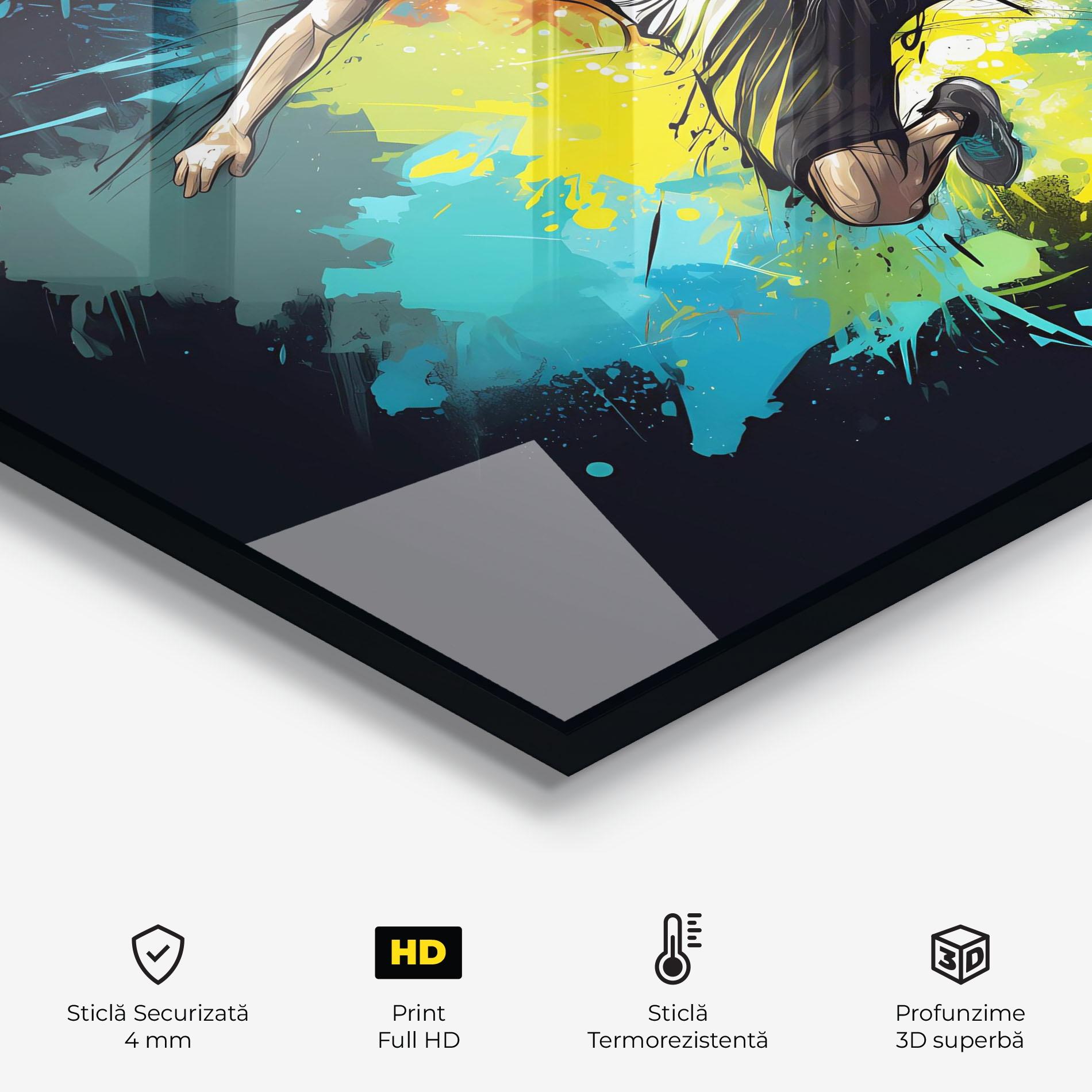 Panou Sticla Bucatarie Green Paint Football Player mockup 2