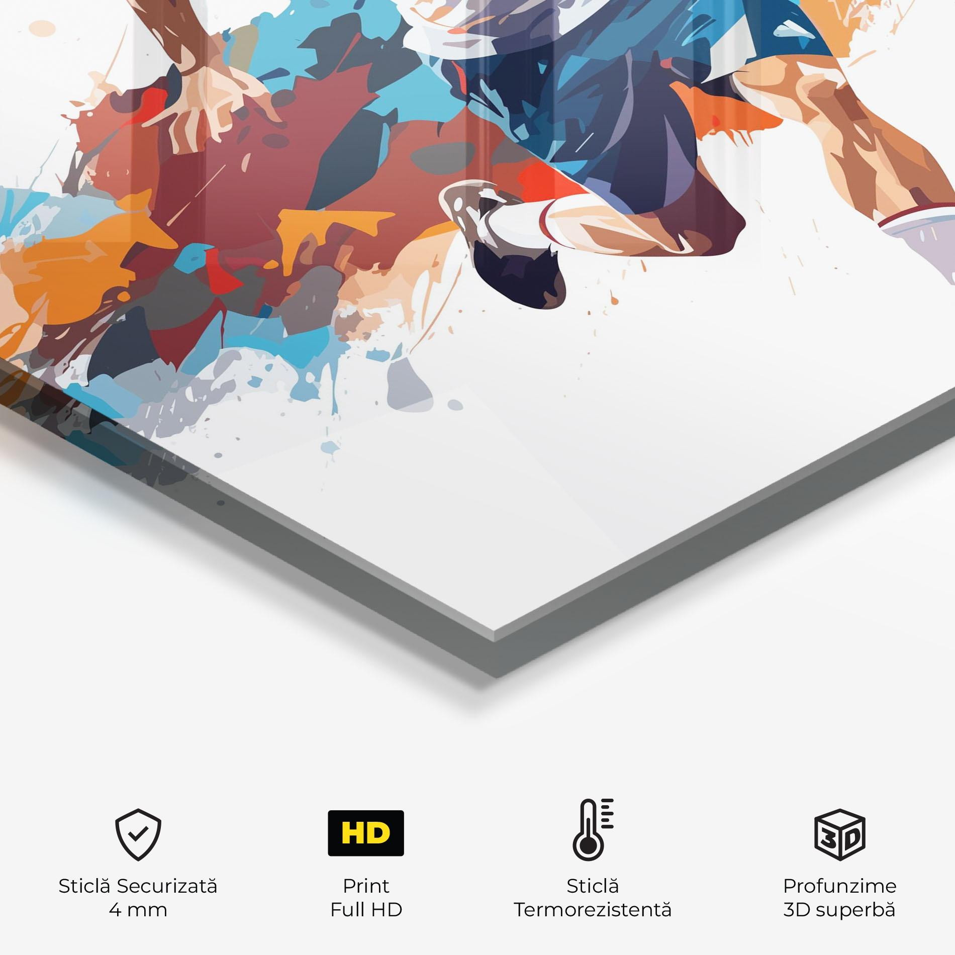 Panou Sticla Bucatarie Grey Blue Football mockup 2