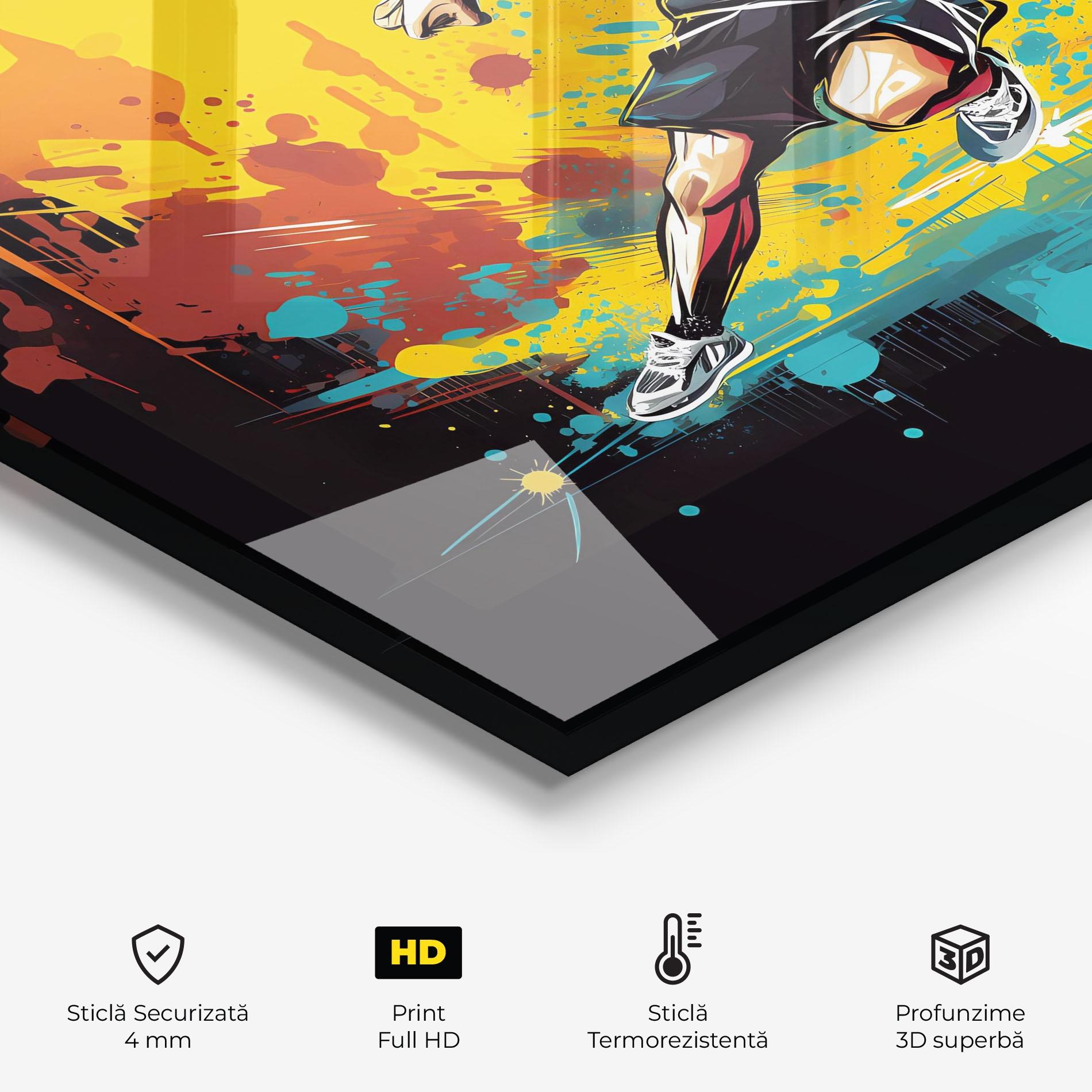 Panou Sticla Bucatarie Painting Football Player mockup 2