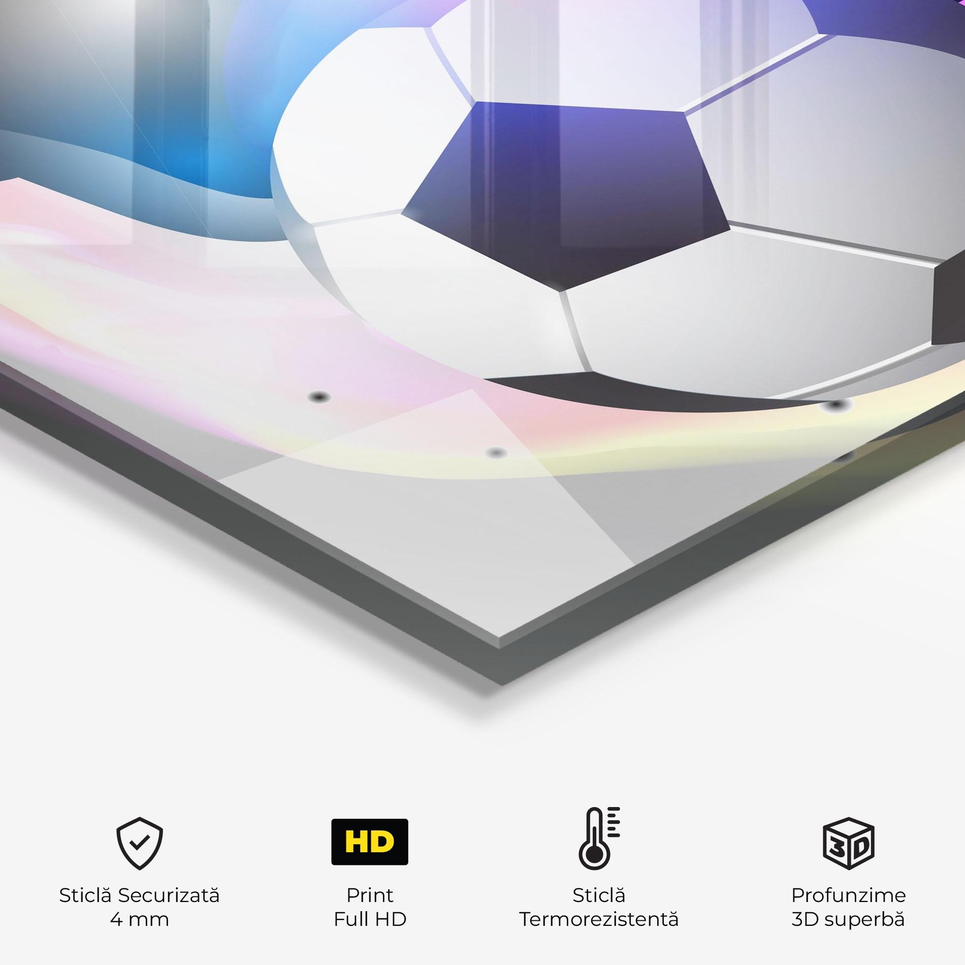 Panou Sticla Bucatarie Pink Blue Football Art mockup 2