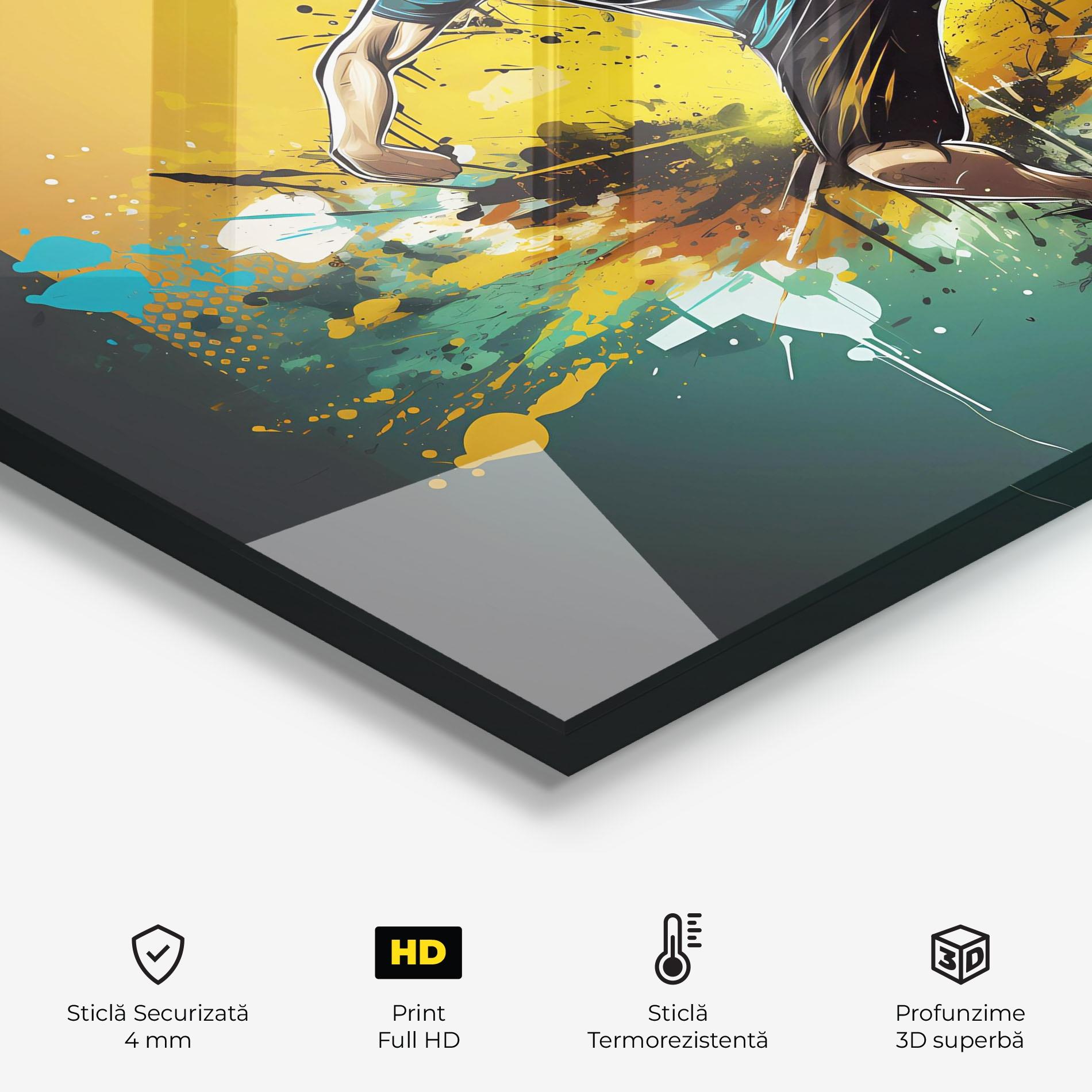 Panou Sticla Bucatarie Player Kicks Ball mockup 2