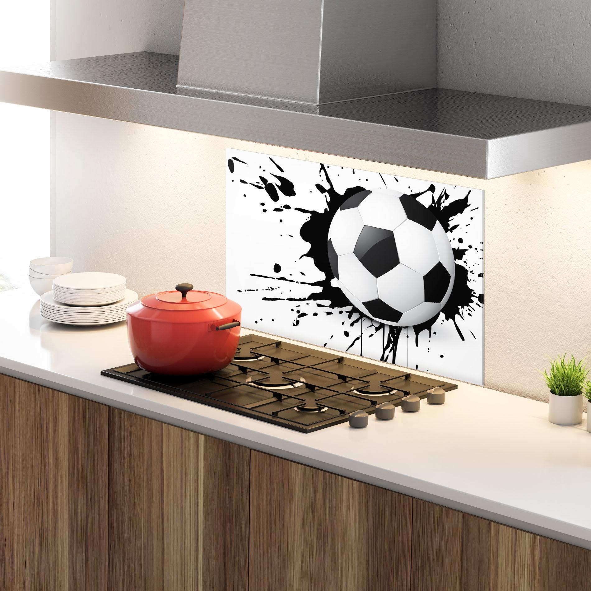 Panou Sticla Bucatarie Black Paint Football mockup 4