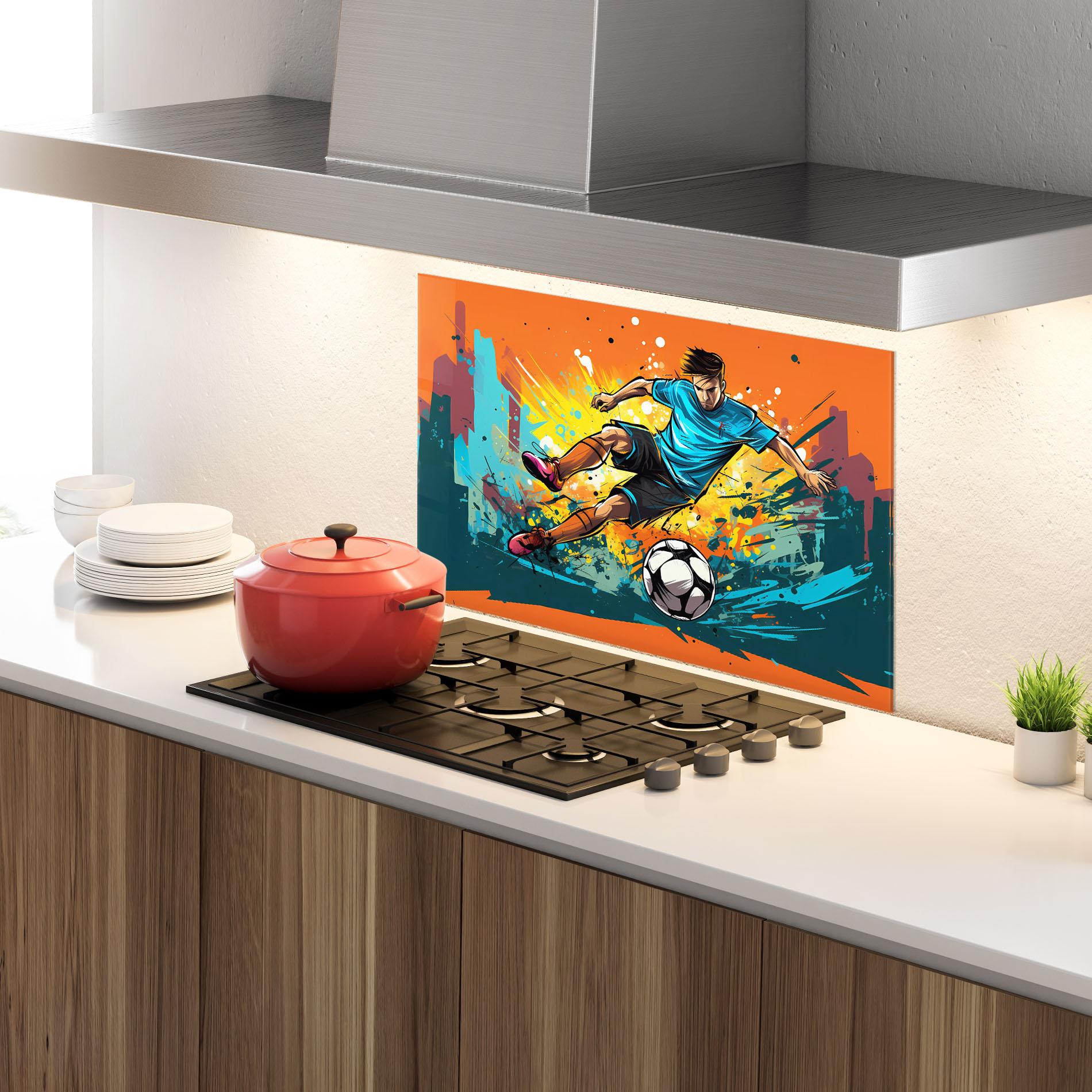 Panou Sticla Bucatarie Blue Tshirt Football mockup 4