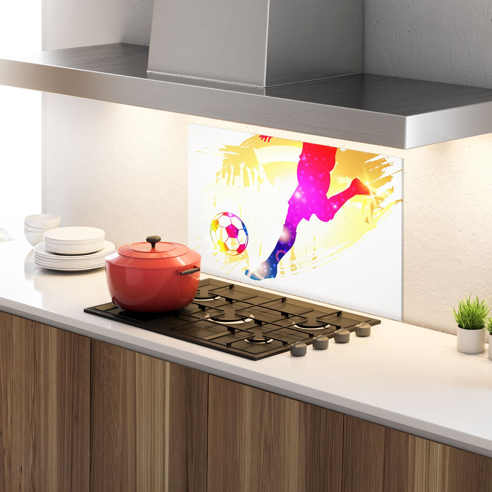 Panou Sticla Bucatarie Football Gold Art mockup 4