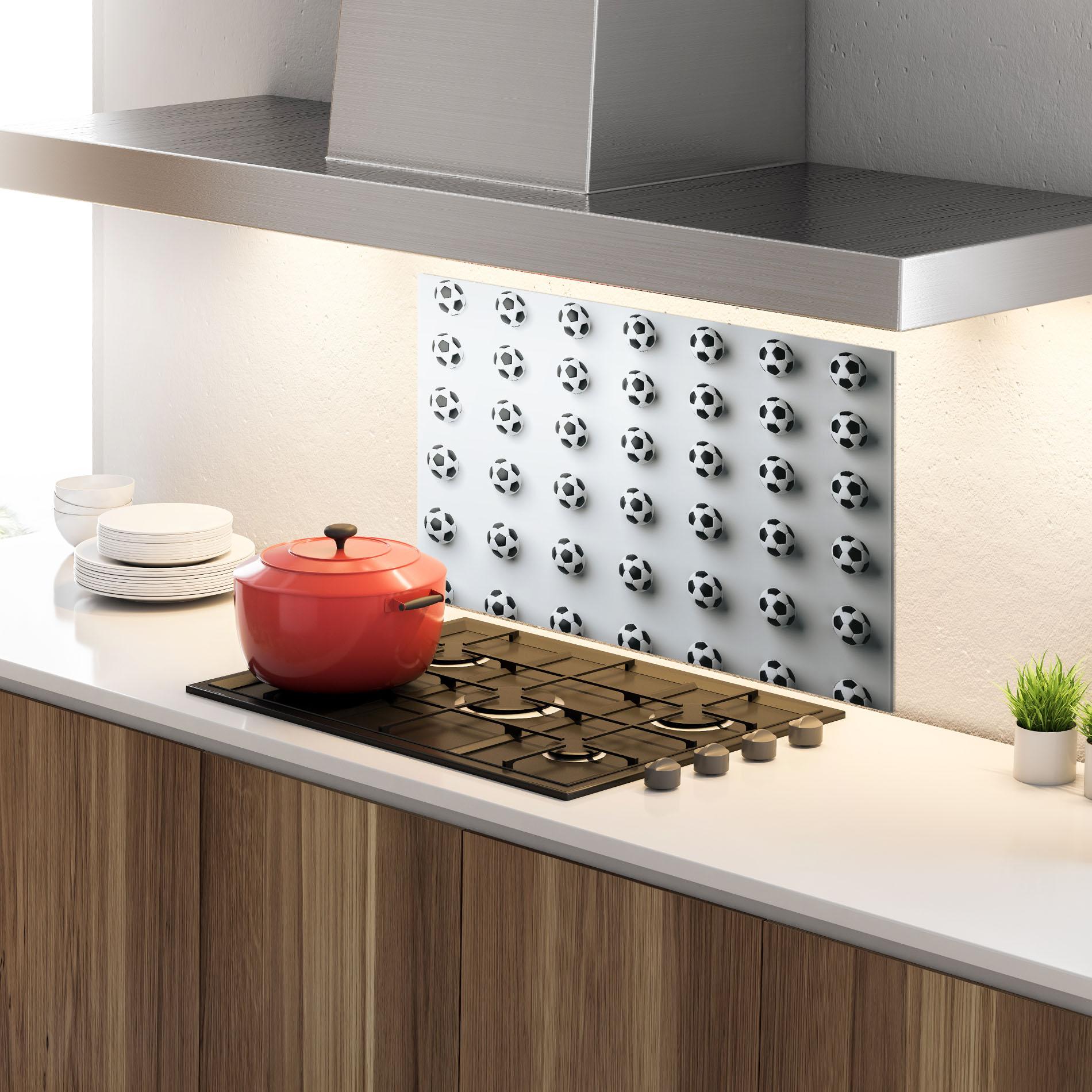 Panou Sticla Bucatarie Football Pattern mockup 4