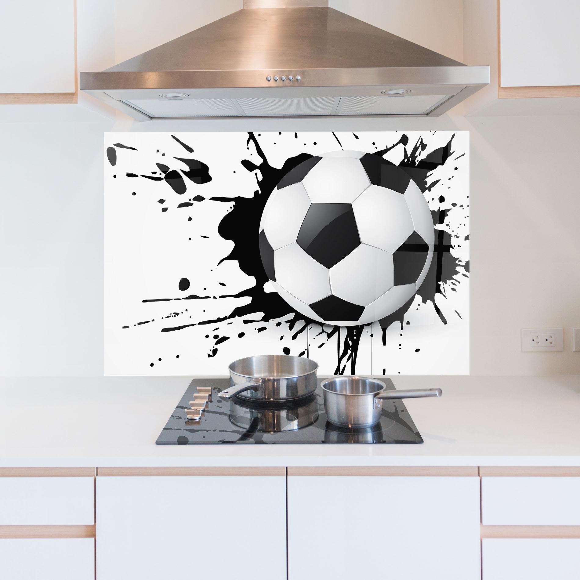 Panou Sticla Bucatarie Black Paint Football mockup 5